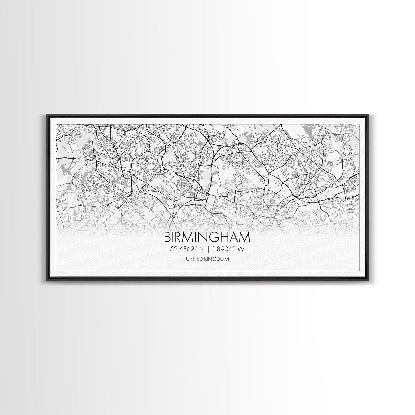 Birmingham Street Map, United Kingdom Map, Map Print, Modern Art, Wall Art, Canvas Art, Grandma Gifts, Dorm Décor, Office Wall Art, Prints