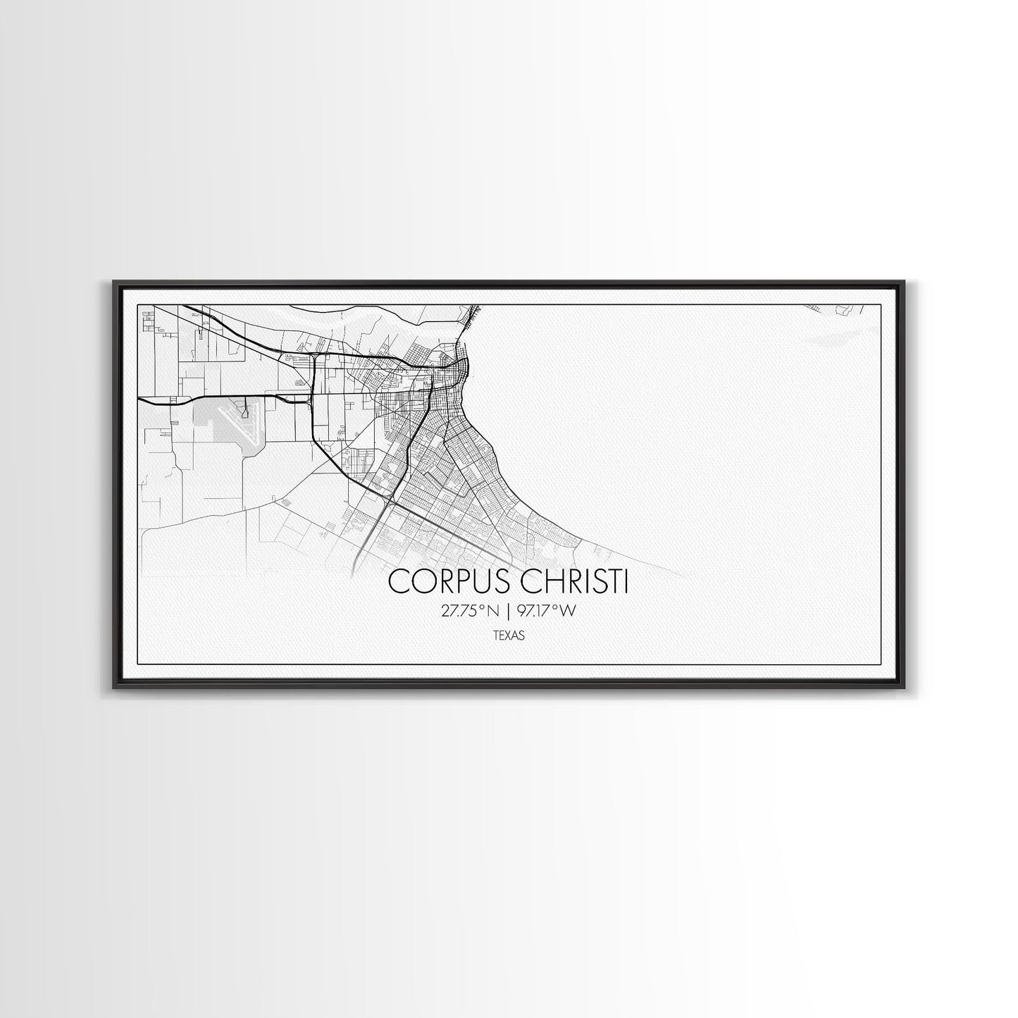 Corpus Christi Street Map, Texas Map, Map Print, Minimalist Art, Wall Art, Canvas Art, Homeschool Gifts, College Dorm Décor, Tiny Home Décor