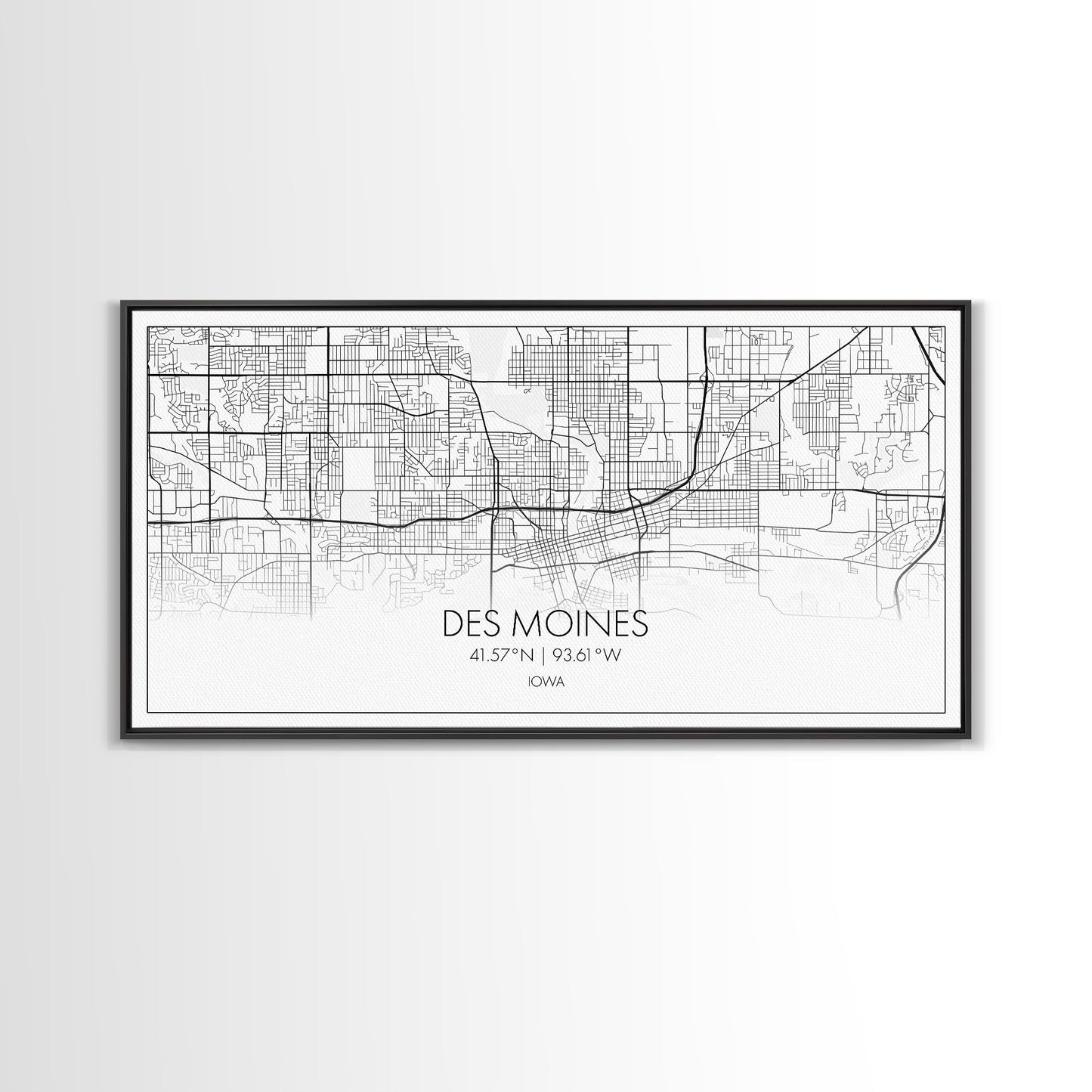 Des Moines Street Map, Iowa Map, Map Print, Minimalist Art, Wall Art, Canvas Art, Girls Bedroom Décor, Dorm Room Décor, Gift For Dad, Office