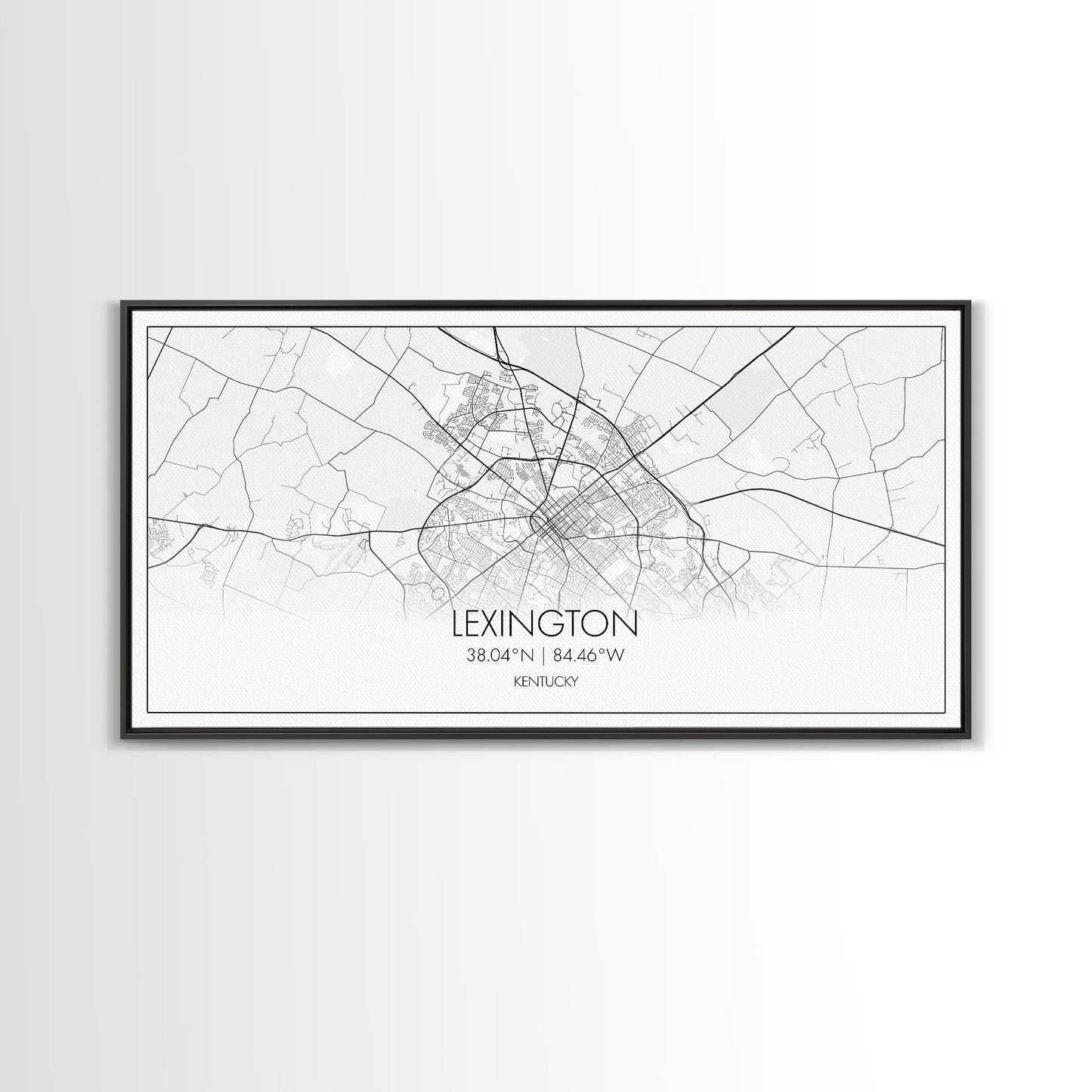 Lexington City Map, Kentucky Map, Map Art, Modern Art, Wall Art, Canvas Art, Farmhouse Wall Décor, Gift For Women, Living Room Wall Art