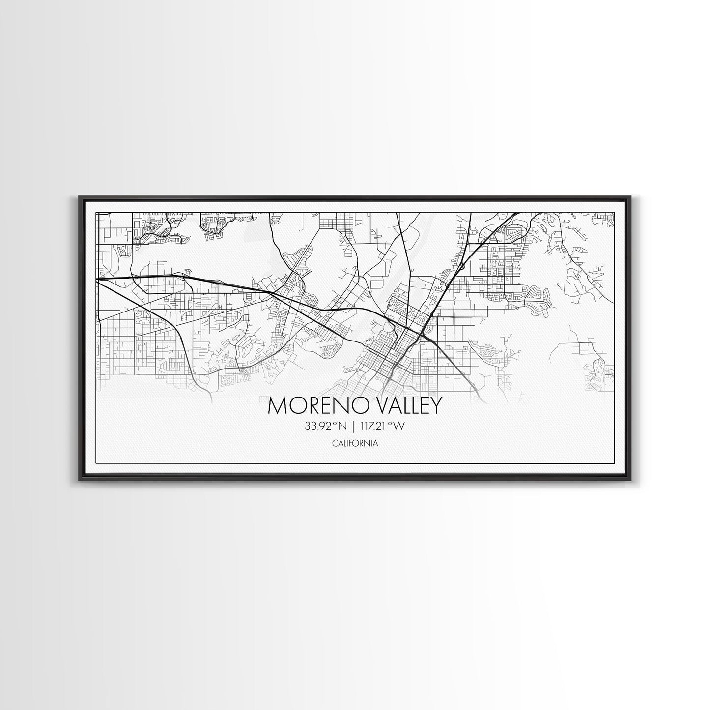 Moreno Valley City Map, California Map, Map Art, Minimalist Wall Art, Wall Art, Canvas Art, Horizontal Print, PHD Graduation Gift, Office