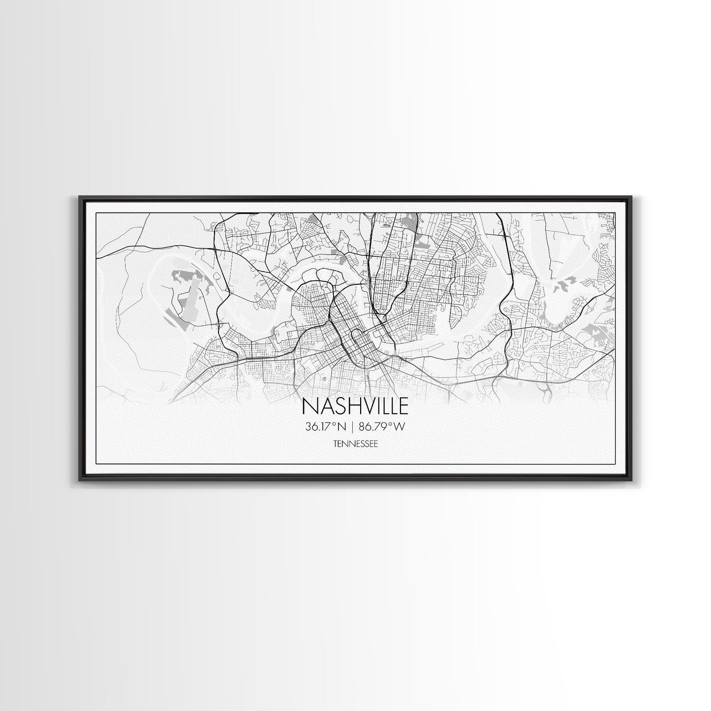 Nashville City Map, Tennessee Map, Map Art, Minimalist Wall Art, Wall Art, Canvas Art, Music Lover Gift, Country Décor, Landscape Wall Art