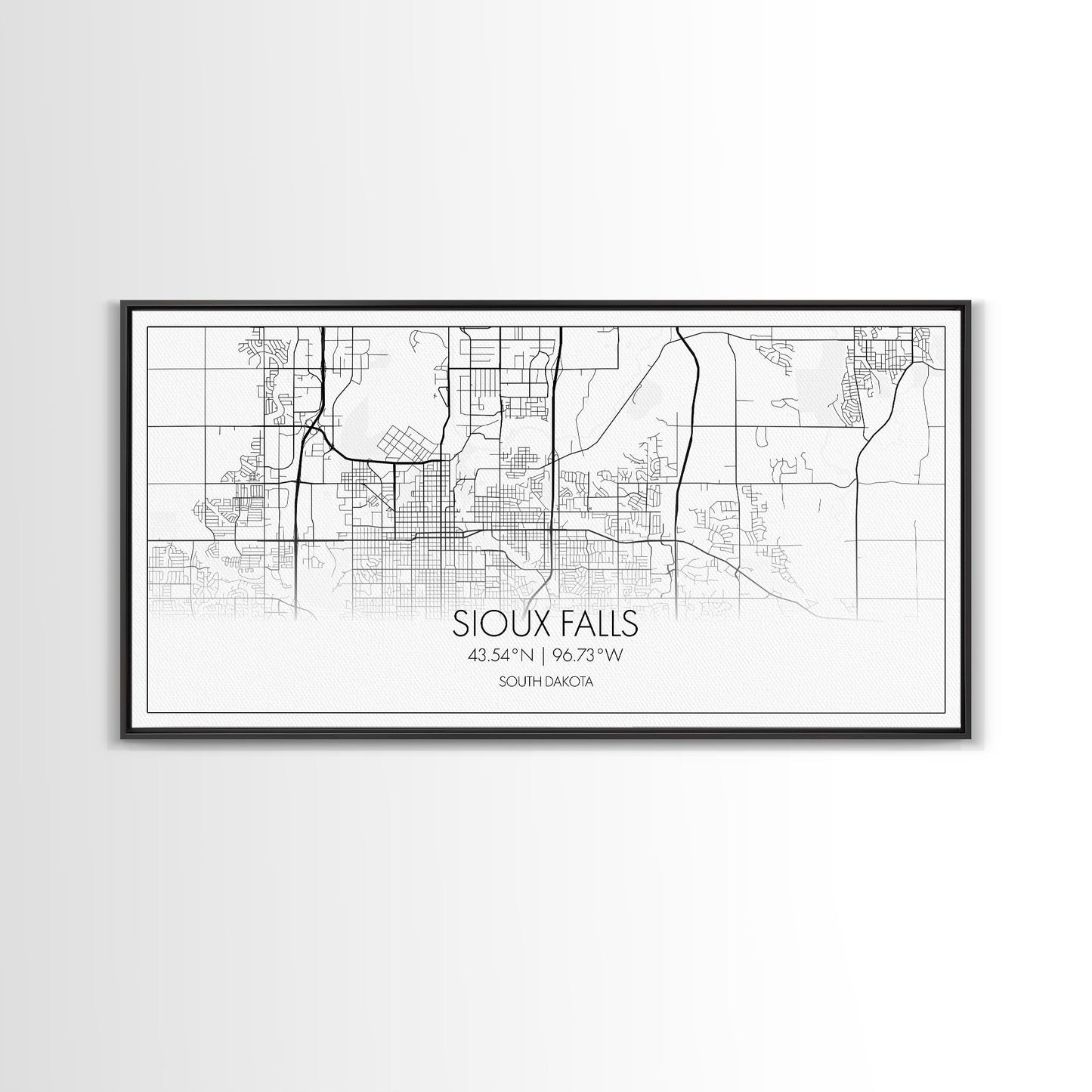 Sioux Falls City Map, South Dakota Art, Map Print, Modern Wall Art, Wall Art, Canvas Art, Large Wall Art, Unique Wall Décor, Office Prints