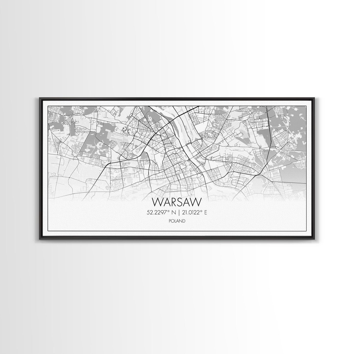 Warsaw City Map, Poland Art, Map Print, Modern Wall Art, Wall Art, Canvas Art, European wall Art, First Home Gift, Wall Décor, Office Prints