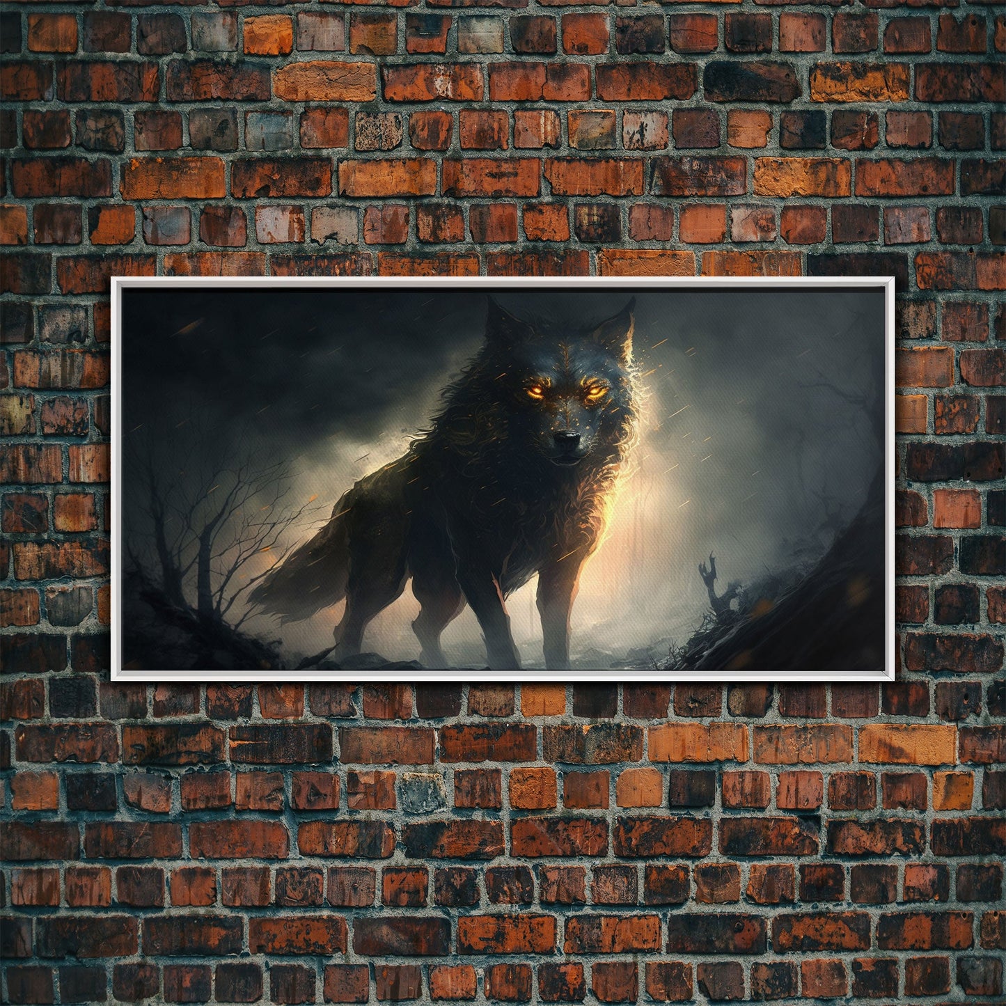 The Great Wolf Fenrir, Framed Canvas Print, Norse Mythology, Fantasy Art