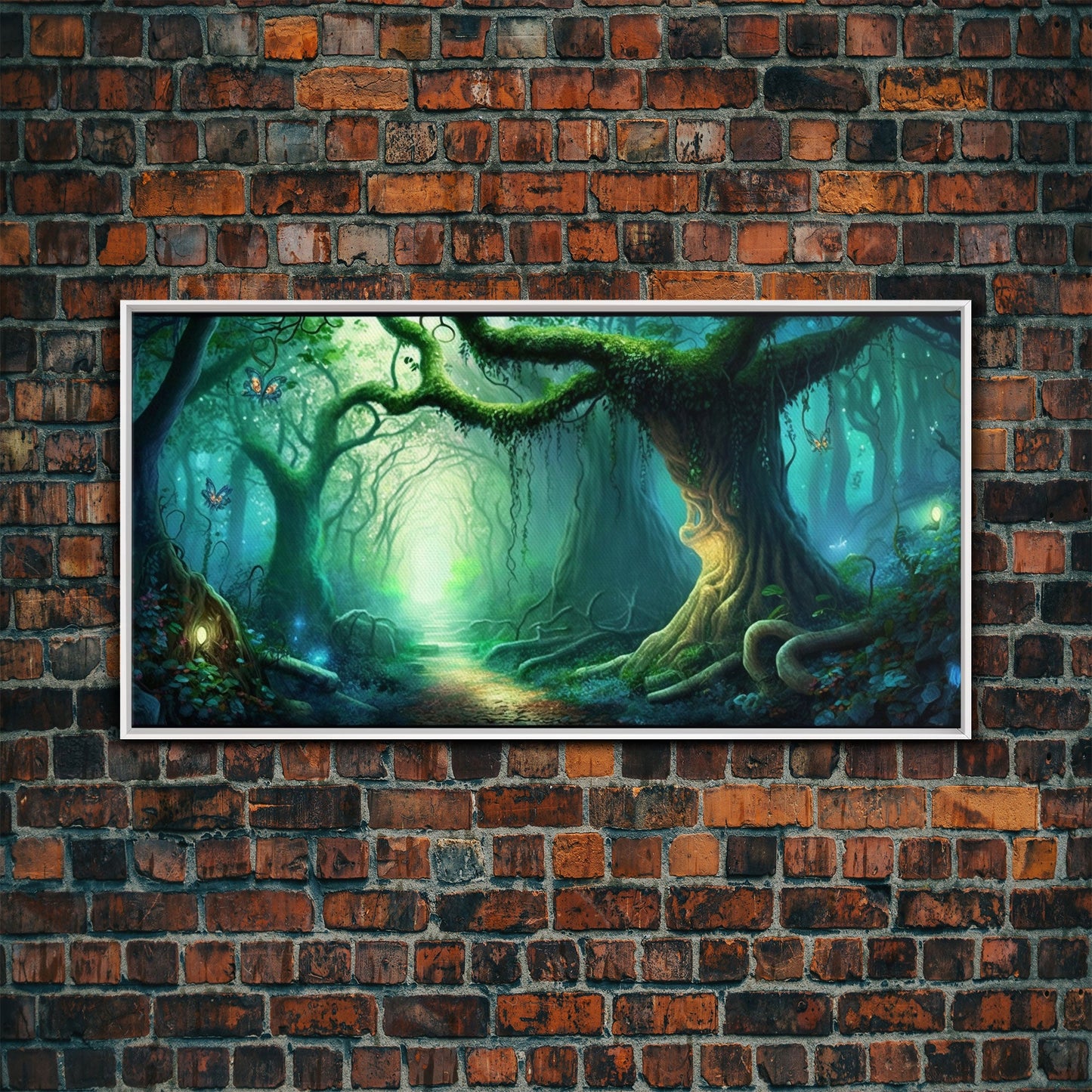 Beautiful magical fairy forest, Framed canvas print, Fantasy forest wall art Enchanted forest, Fantasy Home Decor