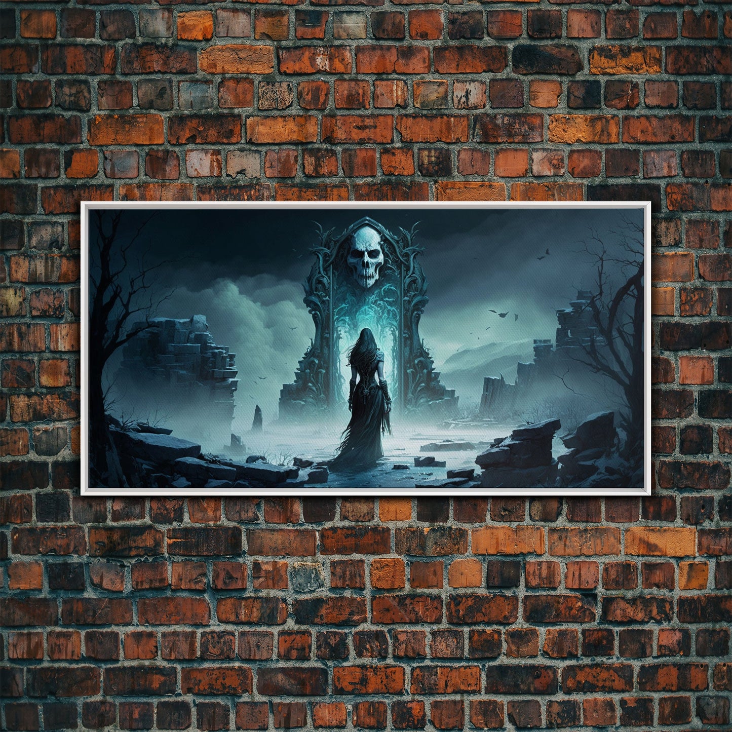 Doorway to Niflheim, Land of Mist and the Dead, Norse Mythology Fantasy Art, Framed Canvas Print, Fantasy Decor