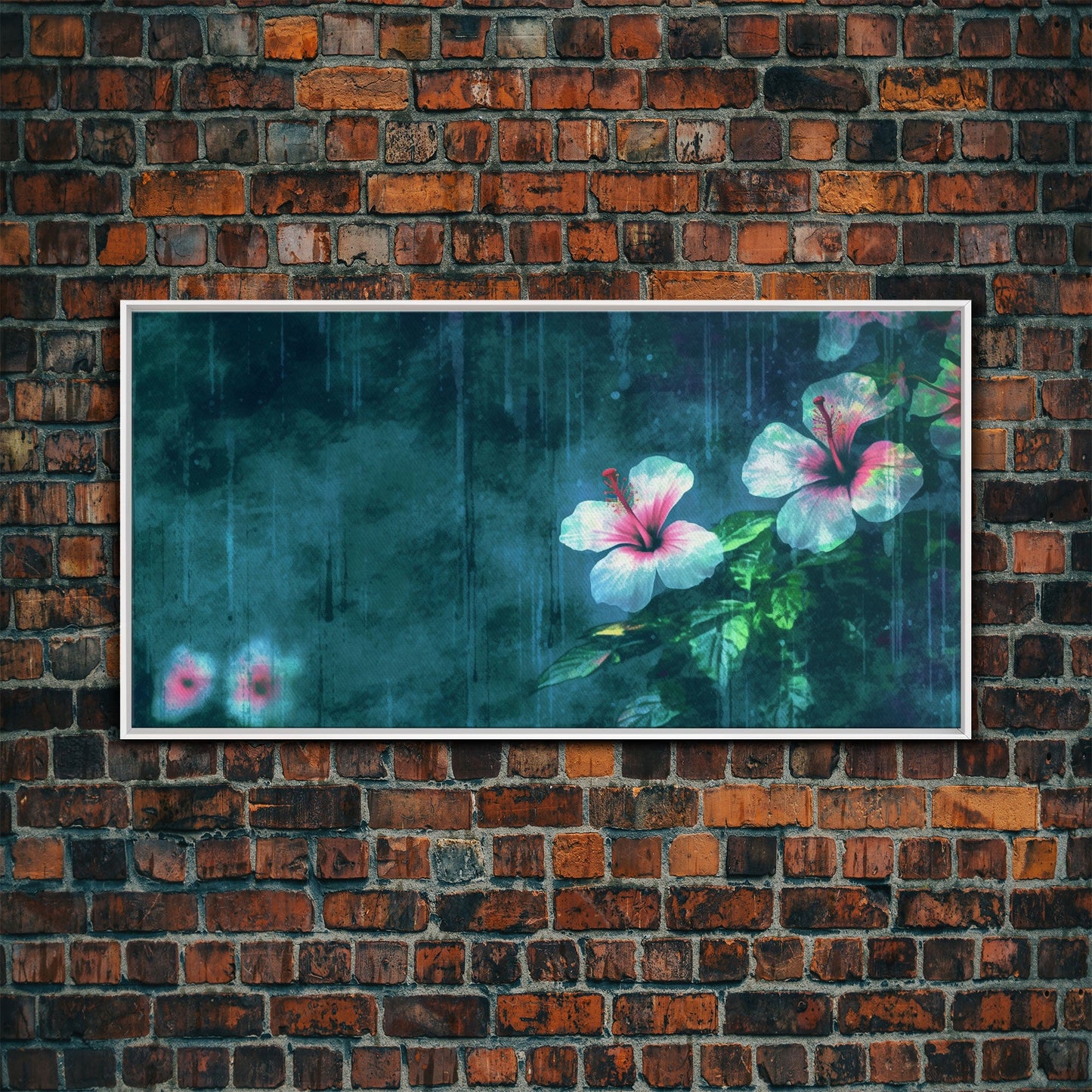 Hibiscus Flowers Wall Decor, Floral Wall Art, Tropical Flowers Wall Art, Panoramic Wall Decor, Canvas Print, Wall Art, Framed Canvas Art