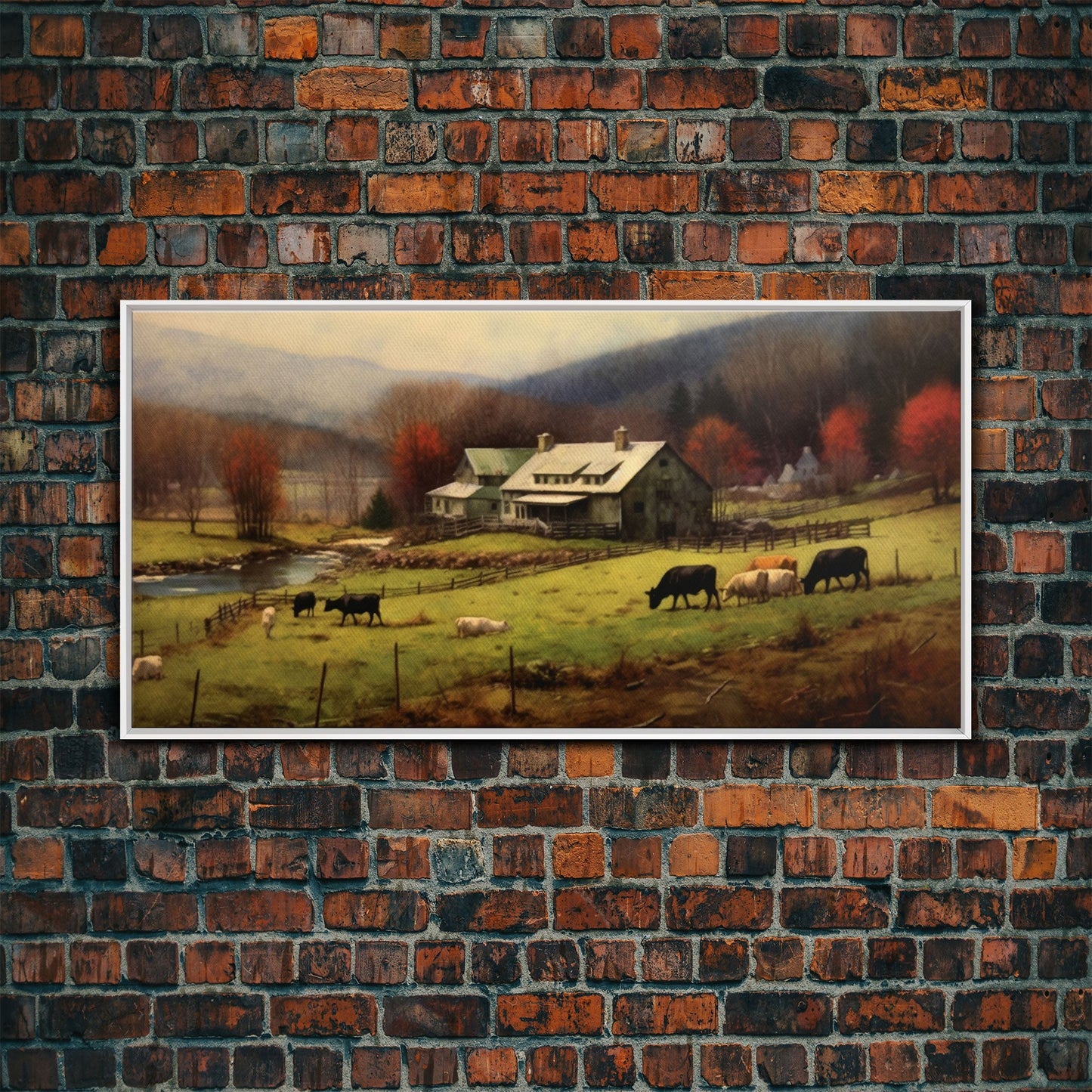 Farm Wall Decor, Country Wall Decor, Farm Animals Wall Decor, Fall Wall Art, Panoramic Wall Decor, Canvas Print, Wall Art, Framed Canvas Art