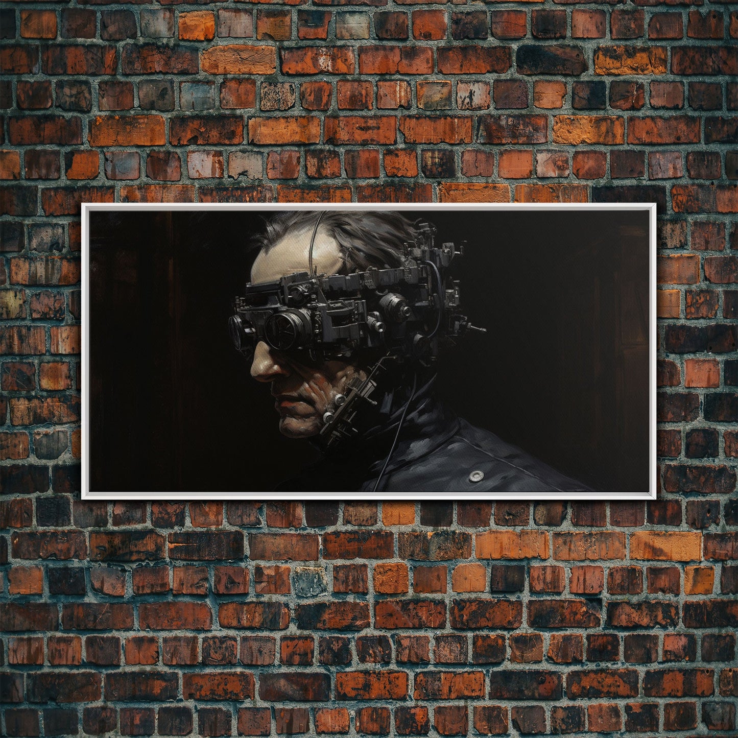 Victorian Steampunk Cyborg, Framed Canvas Print, Horror Prints, Halloween Wall Art, Halloween Themed Decor