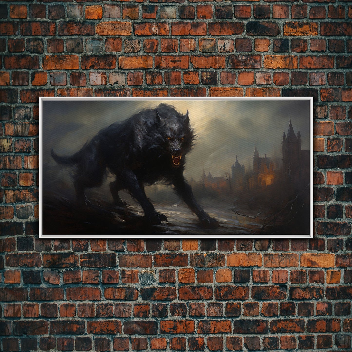 The Werewolf, Halloween Art Print, Framed Canvas Art, Halloween Poster Print, Victorian Dark Academia Oil Painting