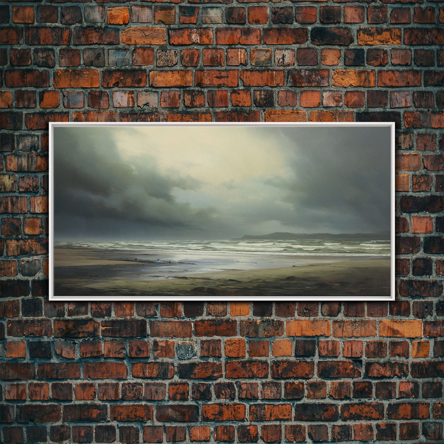 Moody Muted Landscape Oil Painting Canvas Print Wall Art, Nature Framed Large Gallery Art, Minimalist Art, Ready To Hang, Moody and Drab Art