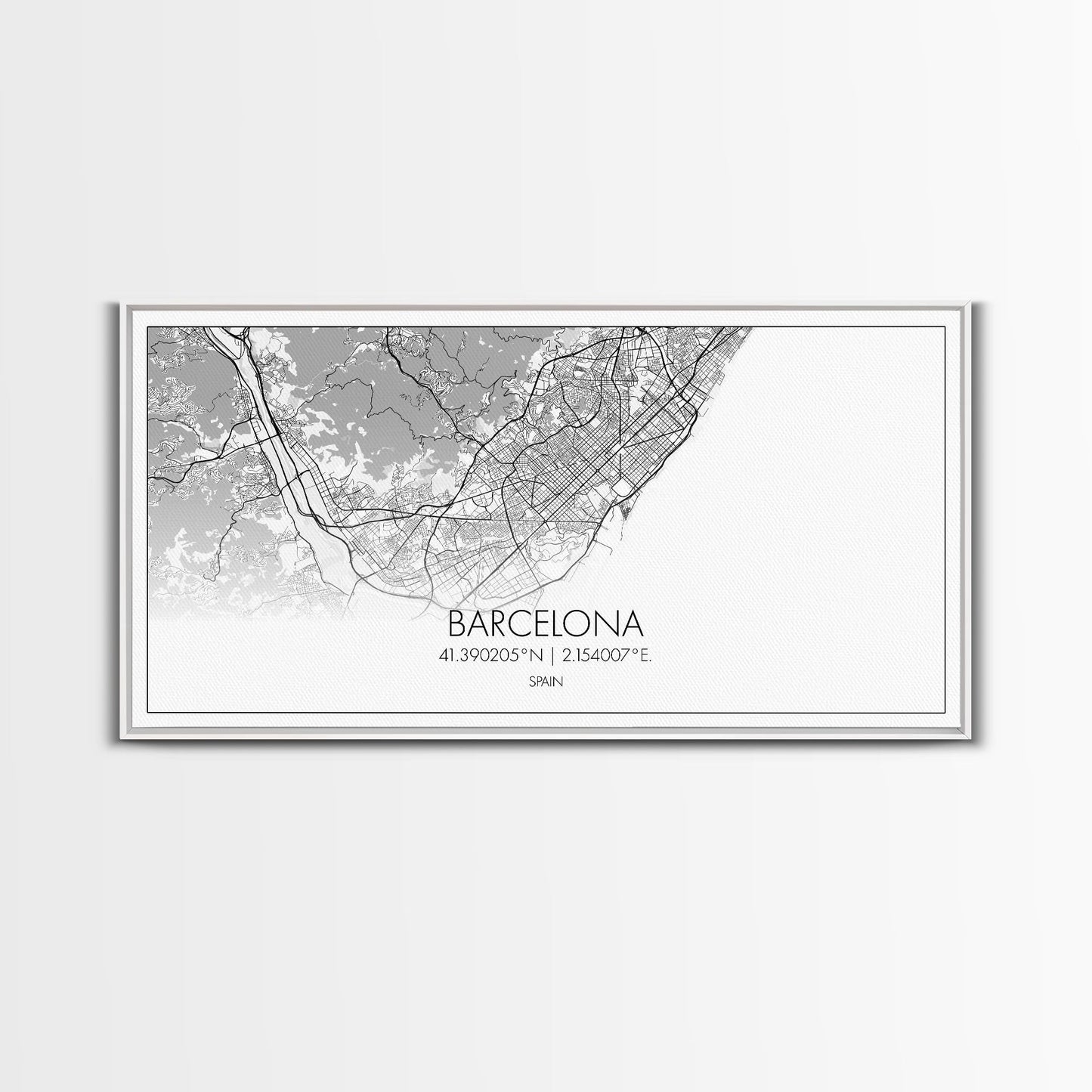 Barcelona Street Map, Spain Map, Map Print, Modern Art, Wall Art, Canvas Print, Gift Idea, Apartment Décor Aesthetic, Travel Wall Hanging