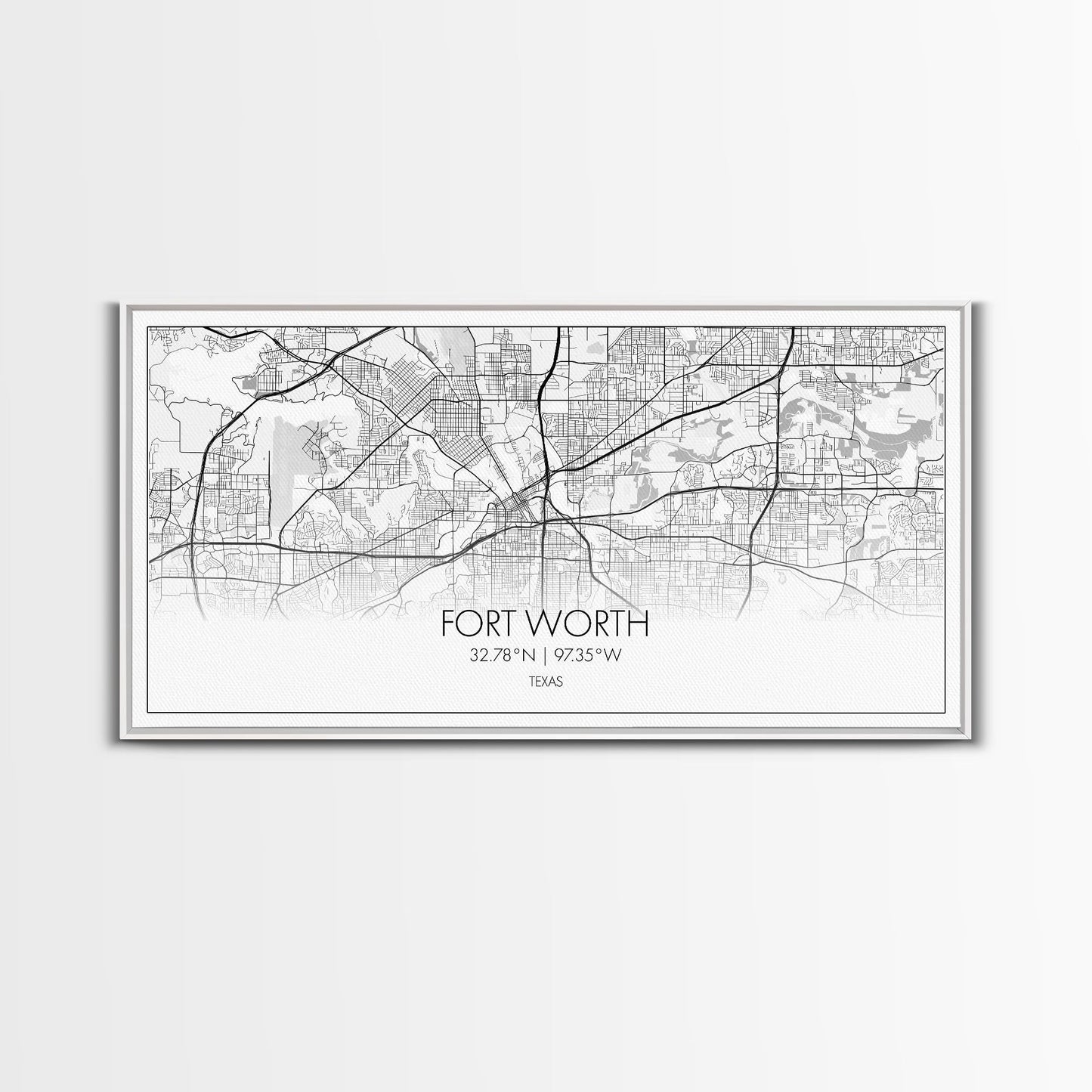 Fort Worth Map, Texas Map, Map Art, Minimalist Art, Wall Art, Canvas Art, Lake House Décor, RV Wall Décor, Birthday Gift, Office Wall Print