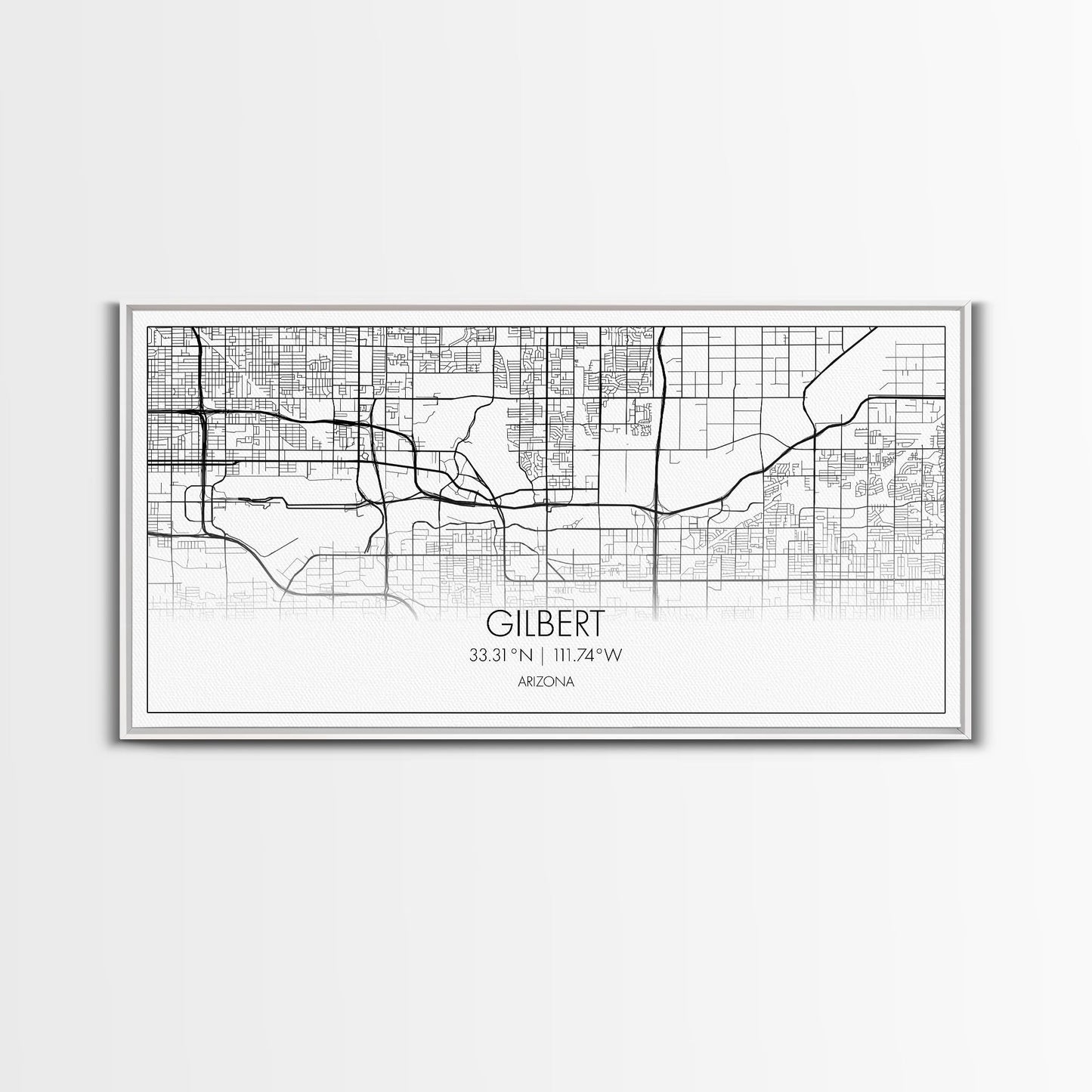 Gilbert City Map, Arizona Map, Map Art, Minimalist Art, Wall Art, Canvas Art, Lake House Décor, Ranch House Décor, Dorm Wall Décor, Home Art