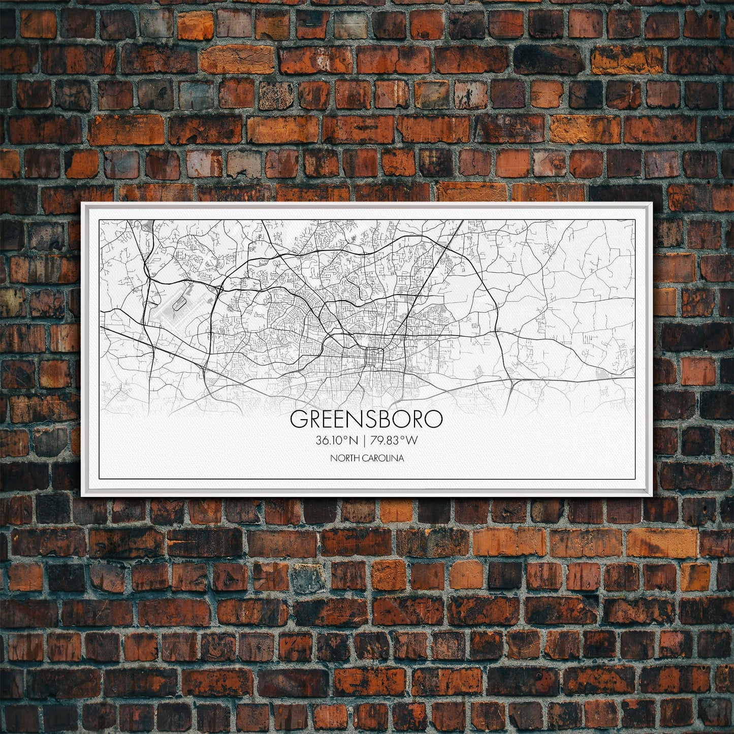 Greensboro City Map, North Carolina Map, Map Art, Minimalist Art, Wall Art, Canvas Art, Cabin Wall Art, Living Room Wall Art, New Home Gift