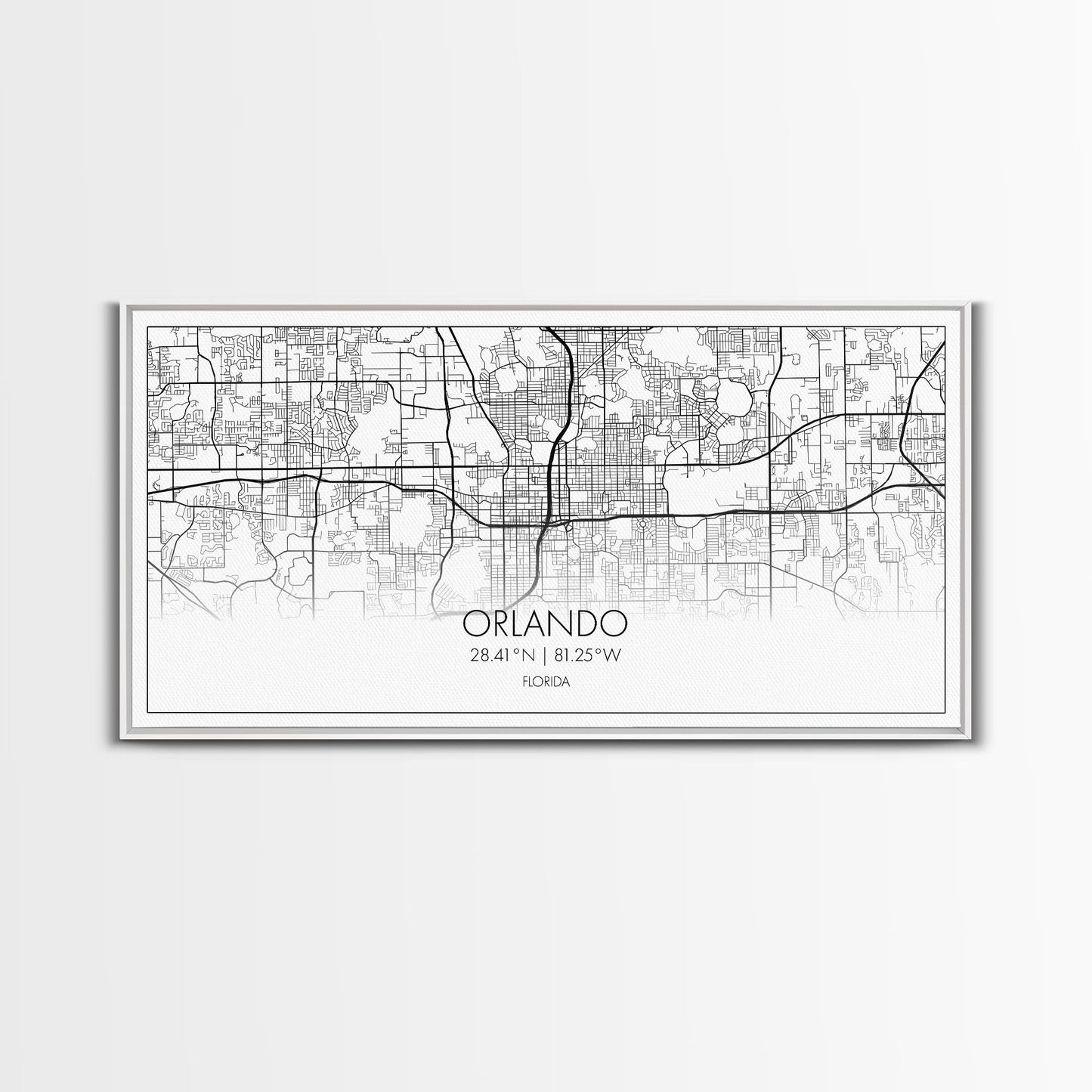 Orlando City Map, Florida Art, Map Print, Minimalist Wall Art, Wall Art, Canvas Art, New Homeowner Gift, Gaming Wall Décor, Wall Hanging