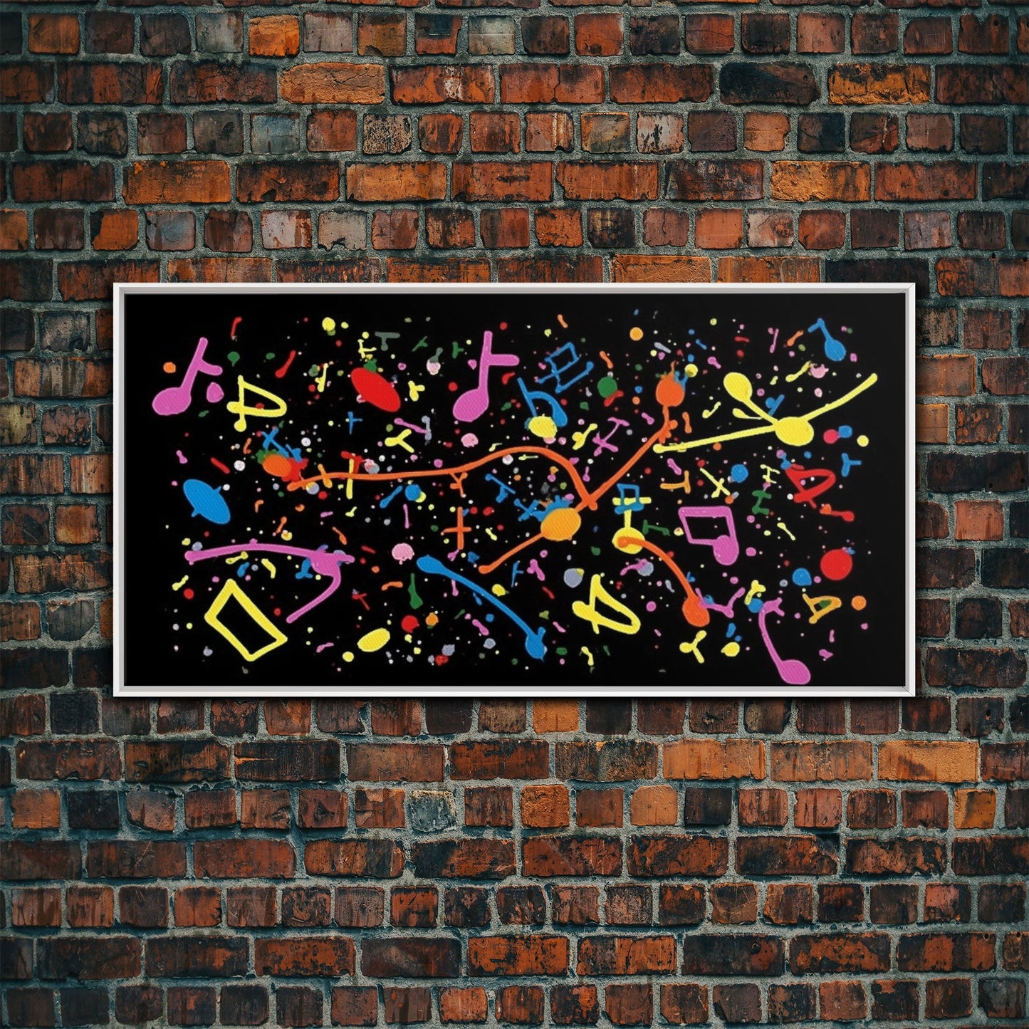 Musical Notes Graffiti Art - Colorful Painting / Canvas Print - Retro / Midcentury Style Abstract / Impressionist Art - Splatter Art