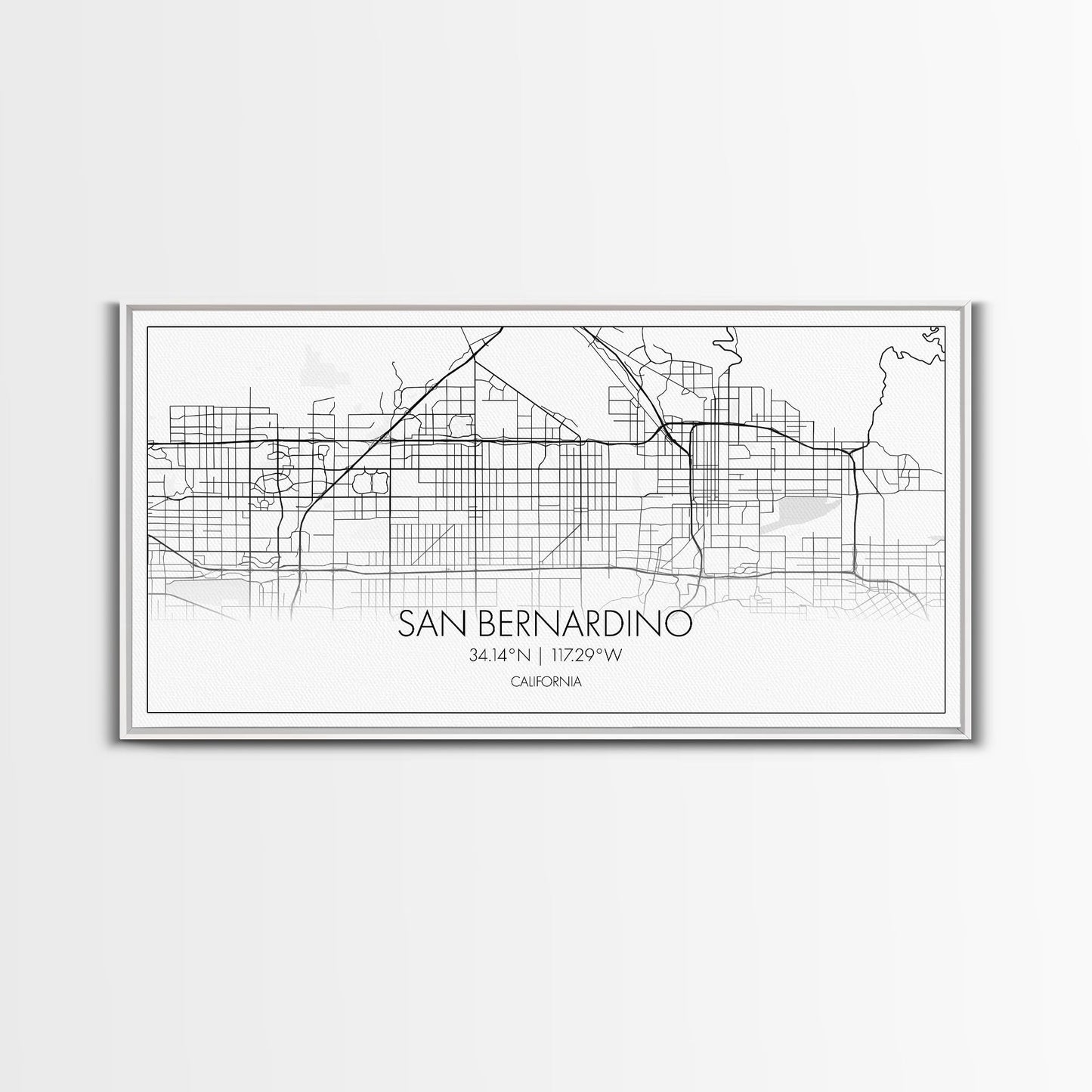 San Bernardino City Map, California Art, Map Print, Minimalist Wall Art, Wall Art, Canvas Art, Business Gift, Dorm Décor, Office Prints