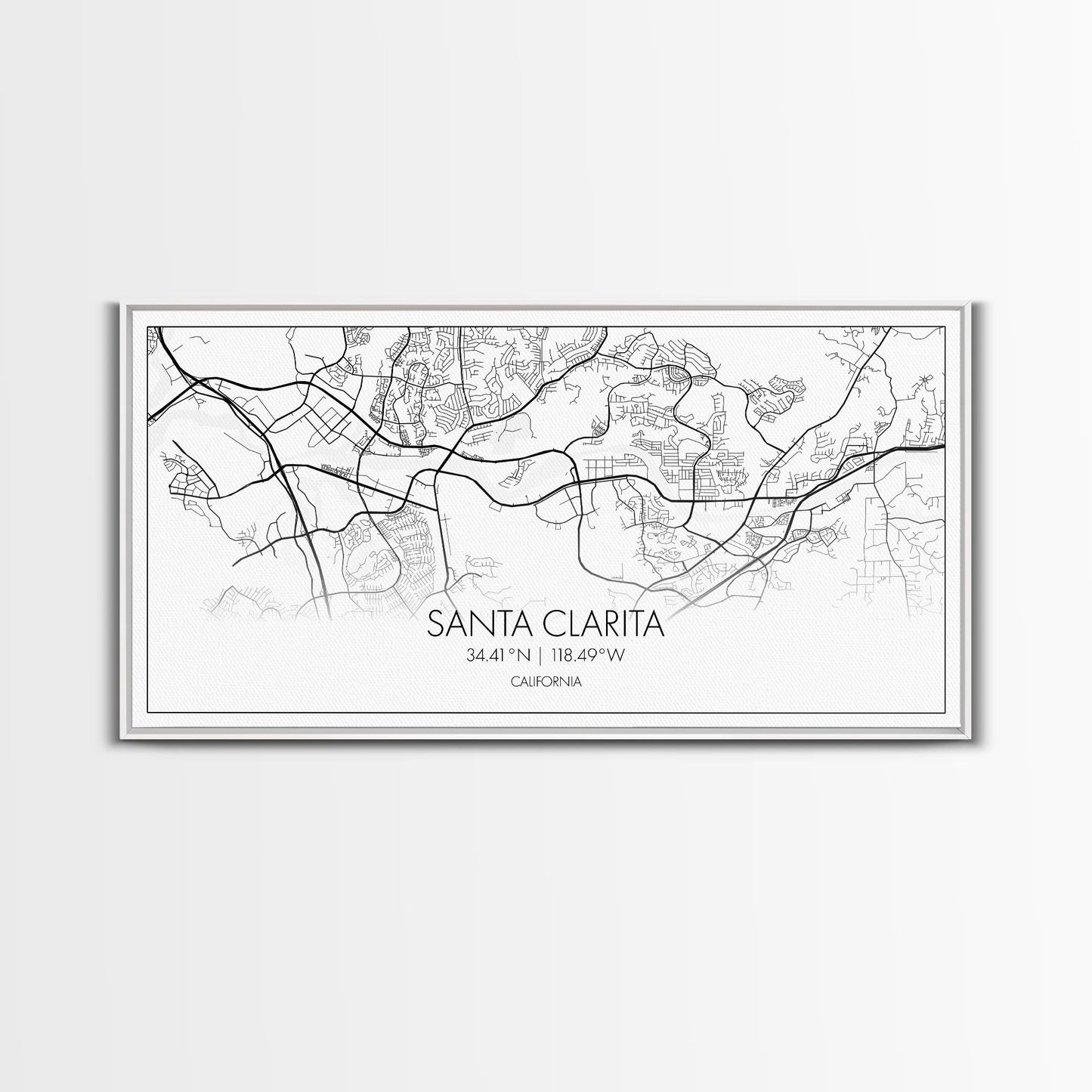 Santa Clarita City Map, California Art, Map Print, Modern Wall Art, Wall Art, Canvas Art, Best Friend Gifts, Family Room Art, Home Décor