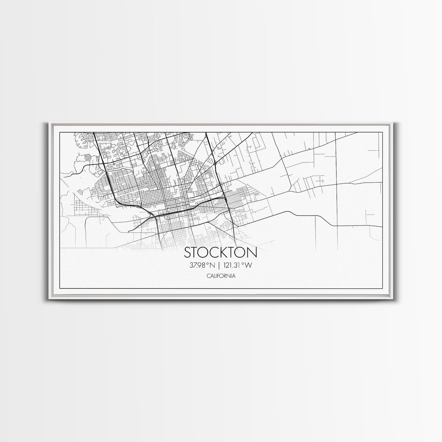 Stockton City Map, California Art, Map Print, Modern Wall Art, Wall Art, Canvas Art, Horizontal Wall Art, Appreciation Gift, Travel Print