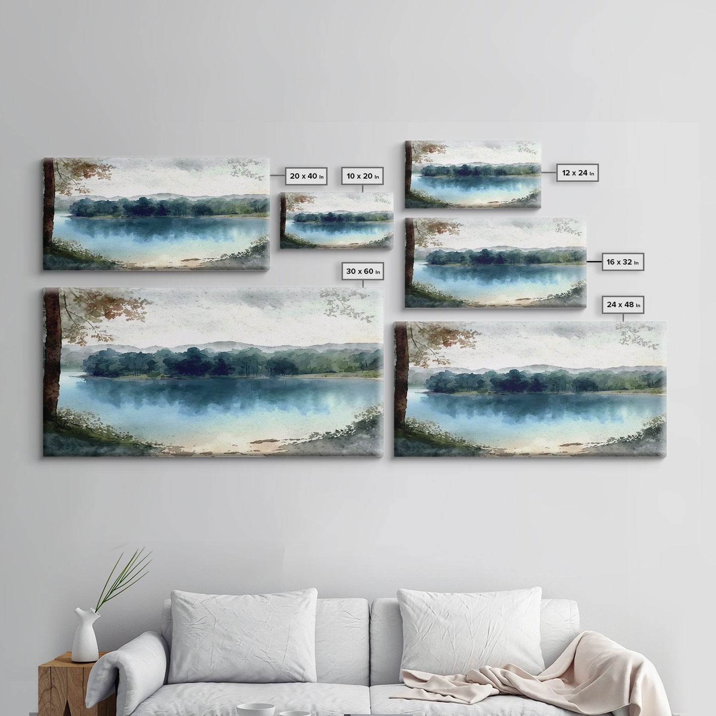 Blue Lake Art | Framed Canvas Print | Blue Lake Painting | Lake House Decor | Guest Room Landscape Painting | Wallowa Lake Painting