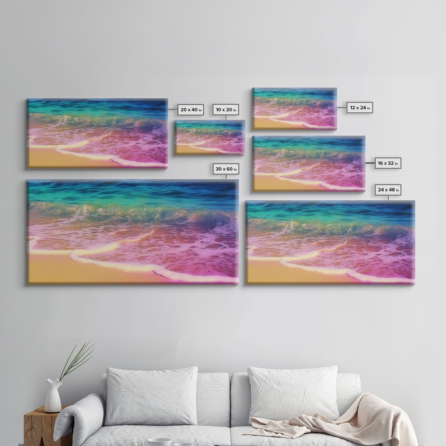 Beach Wall Art, Seashore Wall Decor, Seascape Wall Art, Waves Wall Decor, Panoramic Wall Decor, Canvas Print, Wall Art, Framed Canvas Art