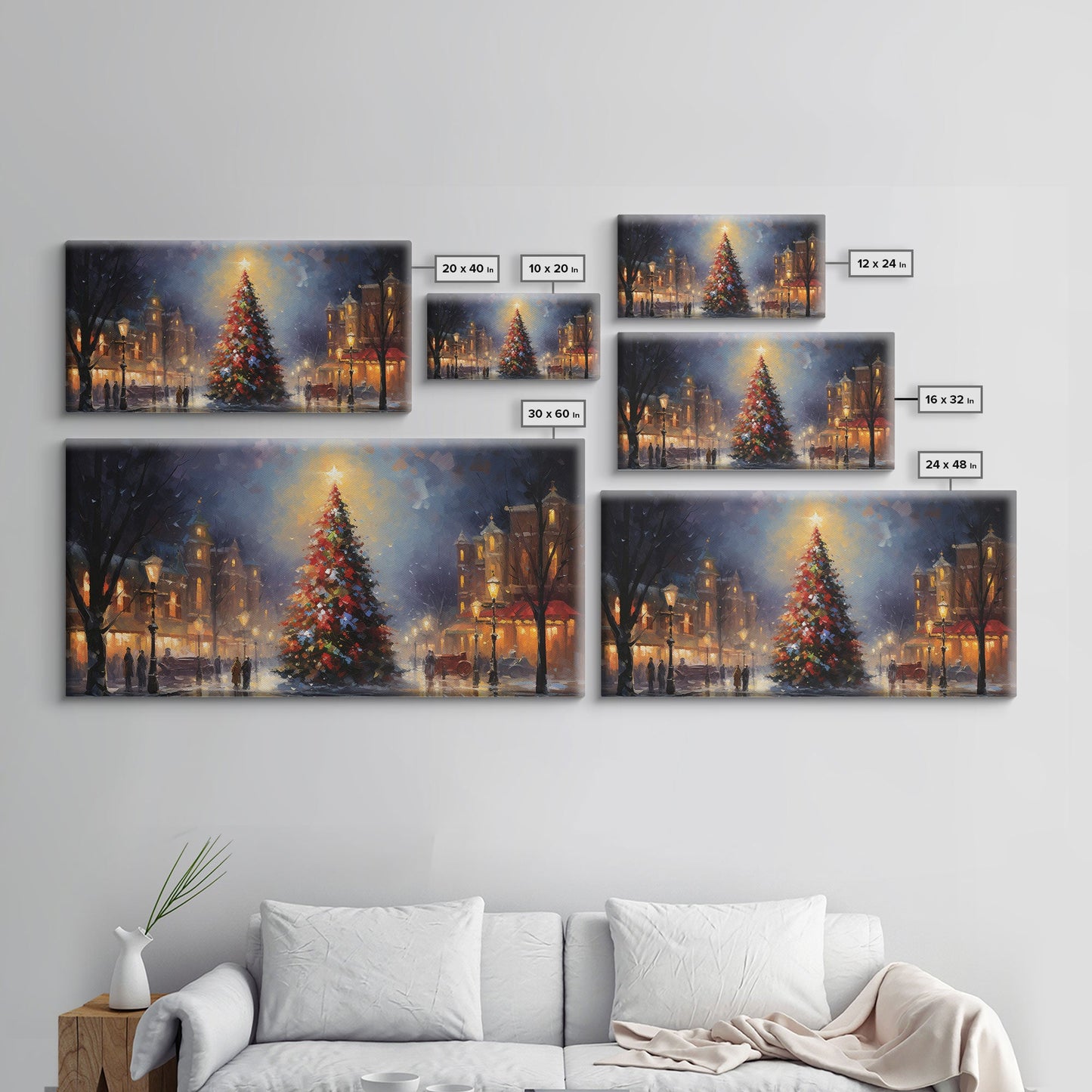 Retro Christmas Village Framed Christmas Wall Art - Framed Christmas Art - Canvas Art - Winter Decor - Winter Wonderland Centerpiece