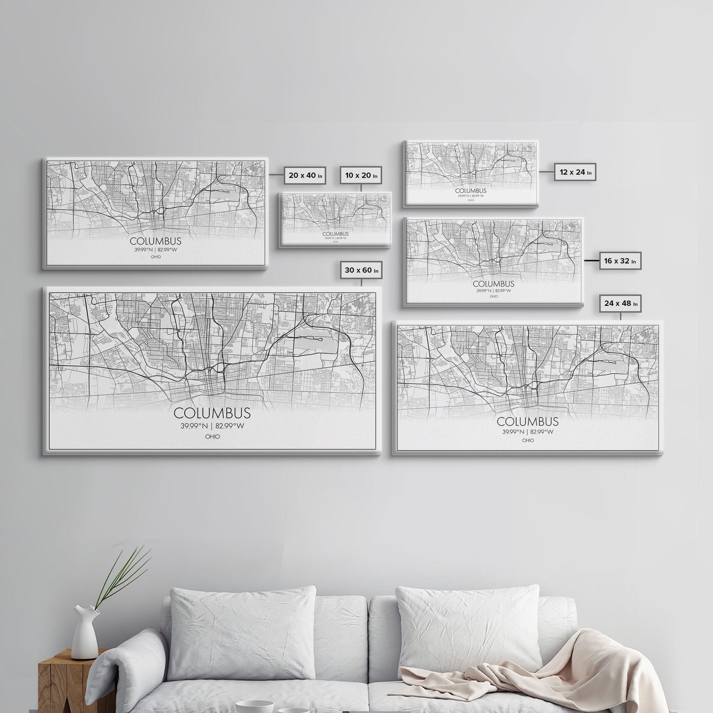 Columbus Street Map, Ohio Map, Map Print, Modern Art, Wall Art, Canvas Art, Cute Room Décor Aesthetic, Gift For Wife, Patriotic Décor