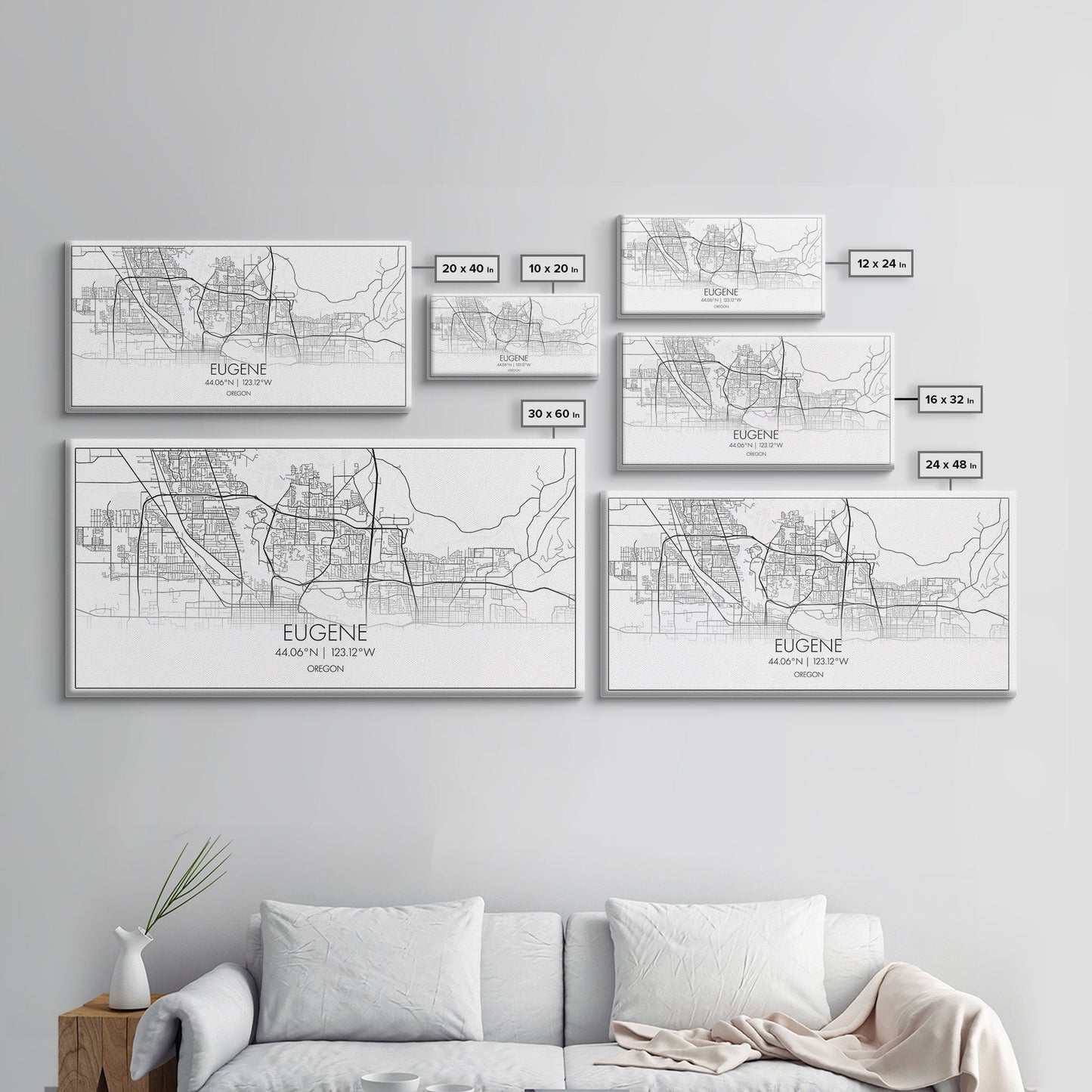 Eugene Street Map, Oregon Map, Map Art, Minimalist Art, Wall Art, Canvas Art, Newlywed Gift, Bar Wall Décor, Rustic Home Décor, Couples Gift