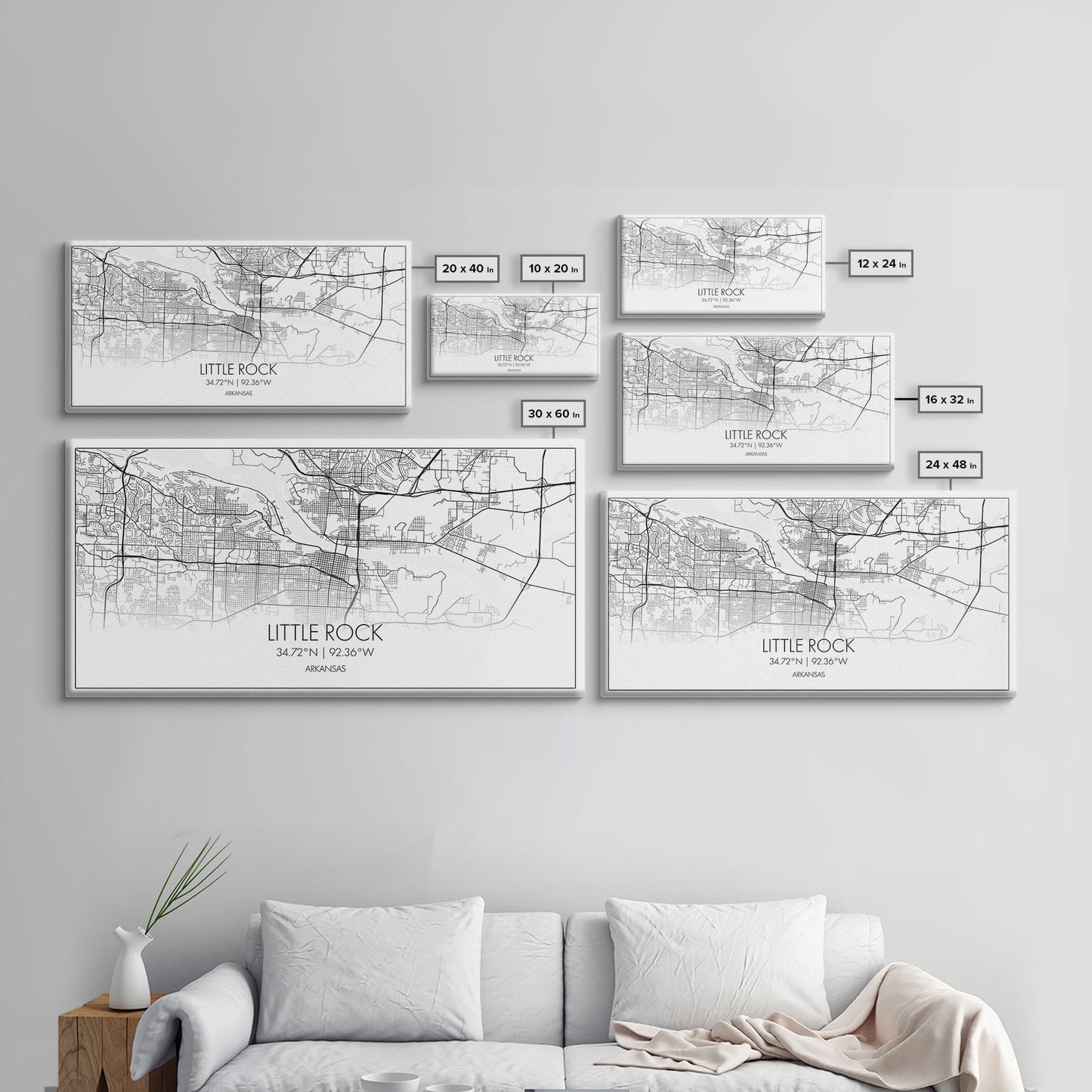 Little Rock City Map, Arkansas Map, Map Art, Modern Art, Wall Art, Canvas Art, Mother In Law Gift, Cabin Wall Décor, Farmhouse Wall Art