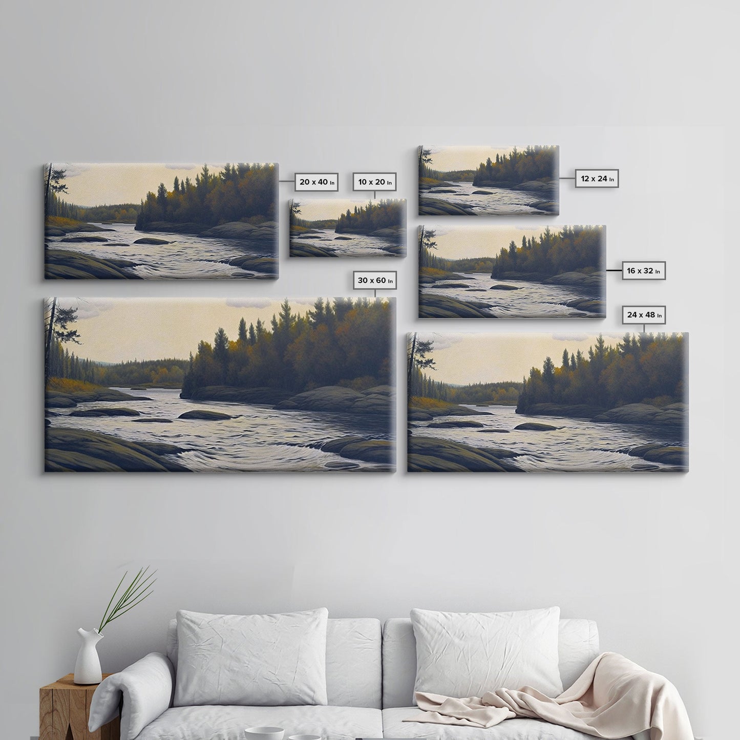 Landscape wall art, Vintage art, Antique landscape painting, Landscape print, Vintage Style Art, Panoramic art, Calm valley, Farm artwork