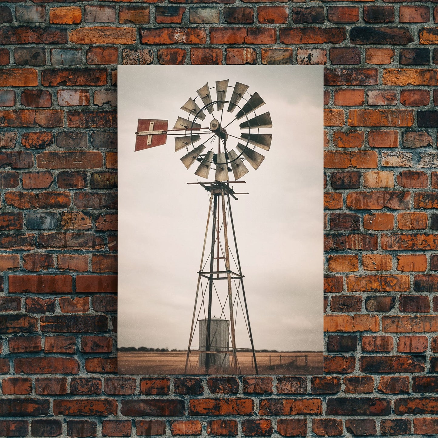 Rustic Farmhouse Home Decor, Windmill Photography Photo Print Art, Rustic Industrial Farmhouse Wall Art Picture, Country Landscape Picture