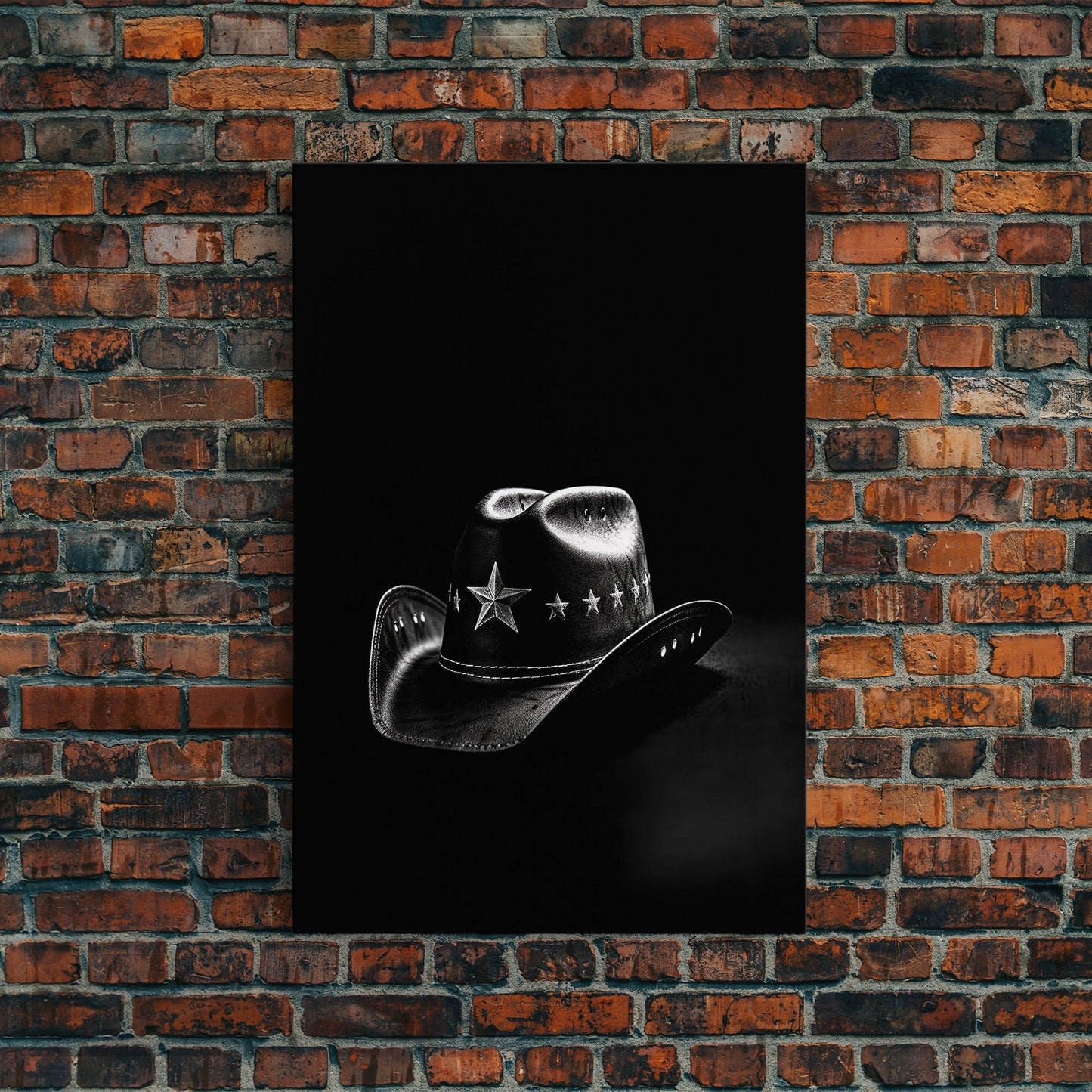Cowboy Hat Print, Western Wall Art, Black And White, Texas Art, Minimalist Art, Wall Decor, Canvas Art, Wall Art, Framed Canvas Wall Decor