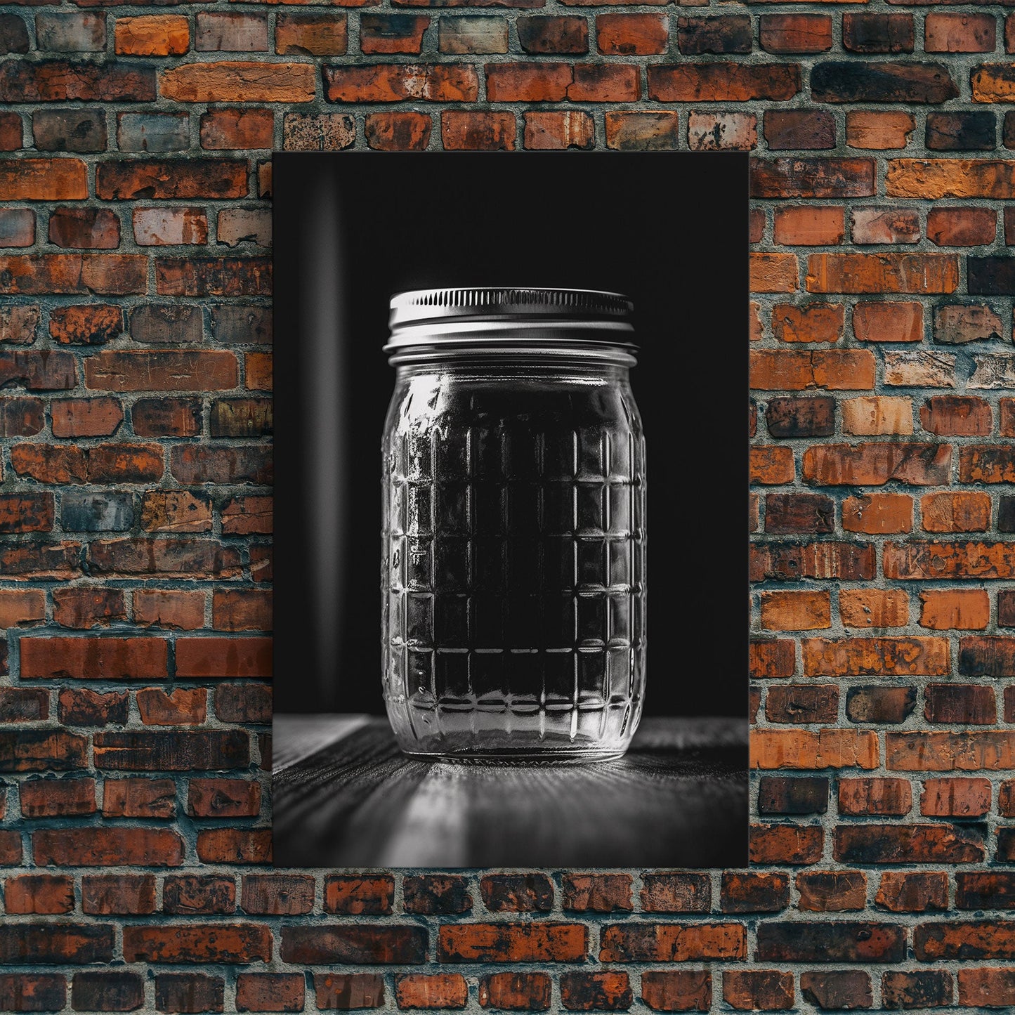 Mason Jar Wall Art, Jar Art Print, Black And White Art, Minimalist Art, Wall Decor, Canvas Art, Wall Art, Framed Canvas Wall Decor
