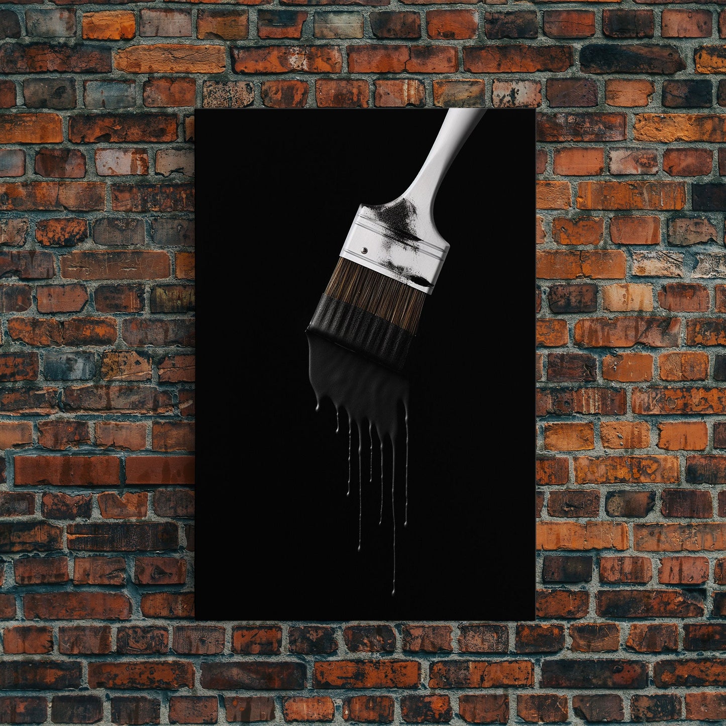 Dripping Paint Brush Wall Art, Black Paint, Brush Wall Decor, Minimalist Print. Wall Decor, Canvas Art, Wall Art, Framed Canvas Wall Decor