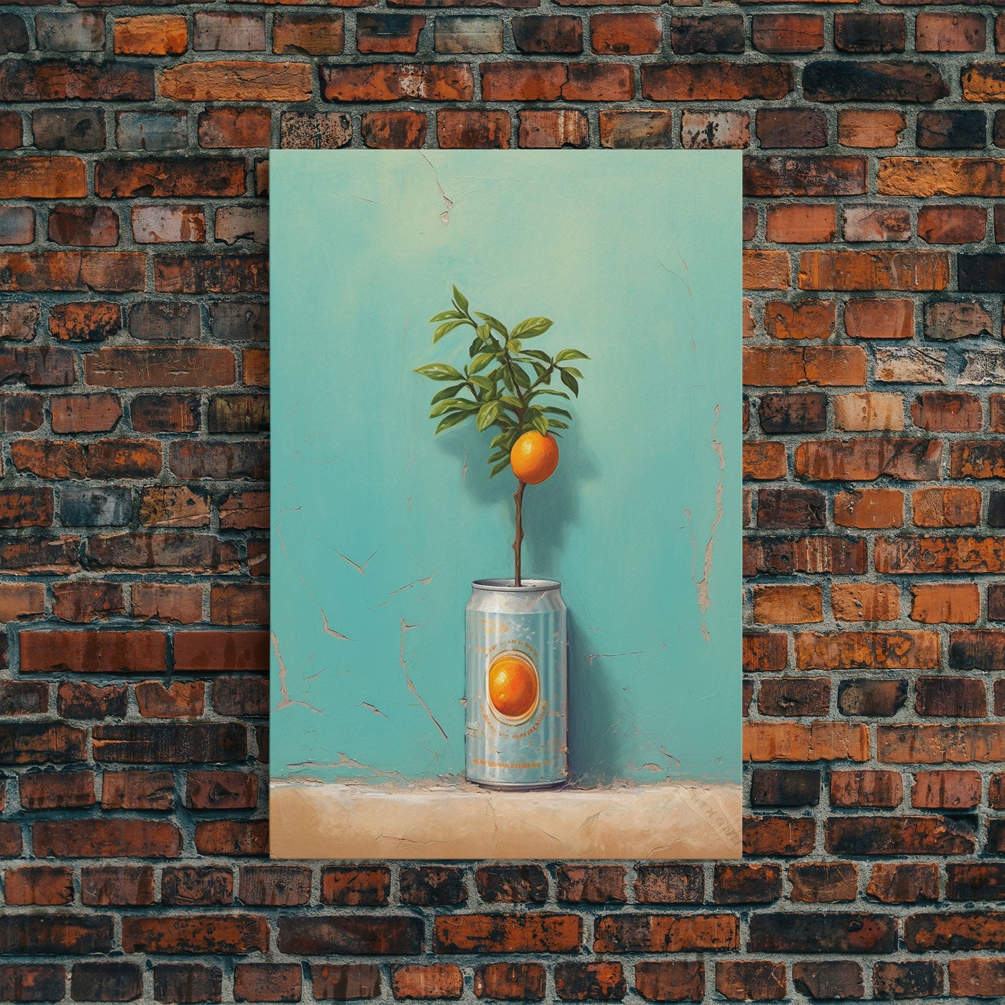 Orange Tree In Can Wall Decor, Fruit Wall Art, Kitchen Wall Art, Minimalist Wall Art, Wall Decor, Canvas Print, Wall Art, Framed Canvas Art