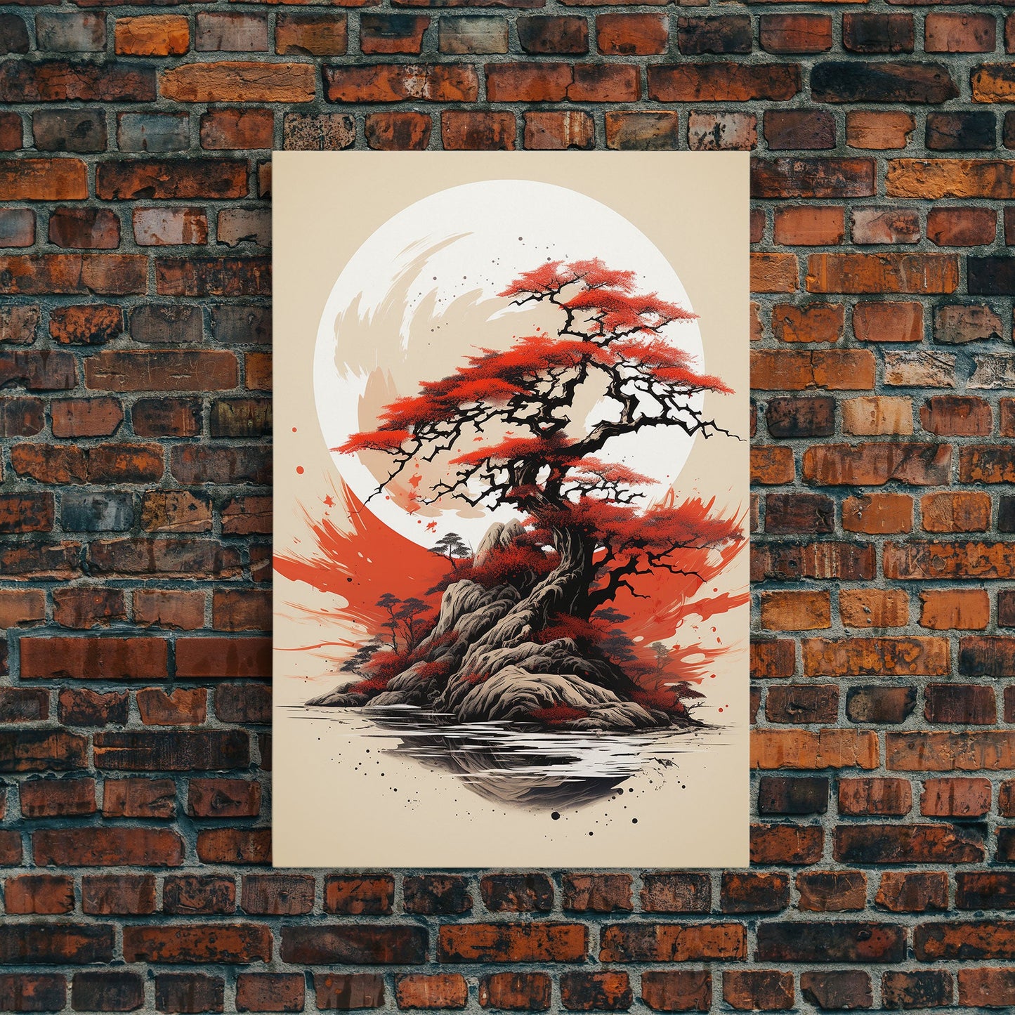 Japanese Wall Art, Japanese Maple Tree, Framed Canvas Print, Japanese Art, Japanese Hanging Wall Art