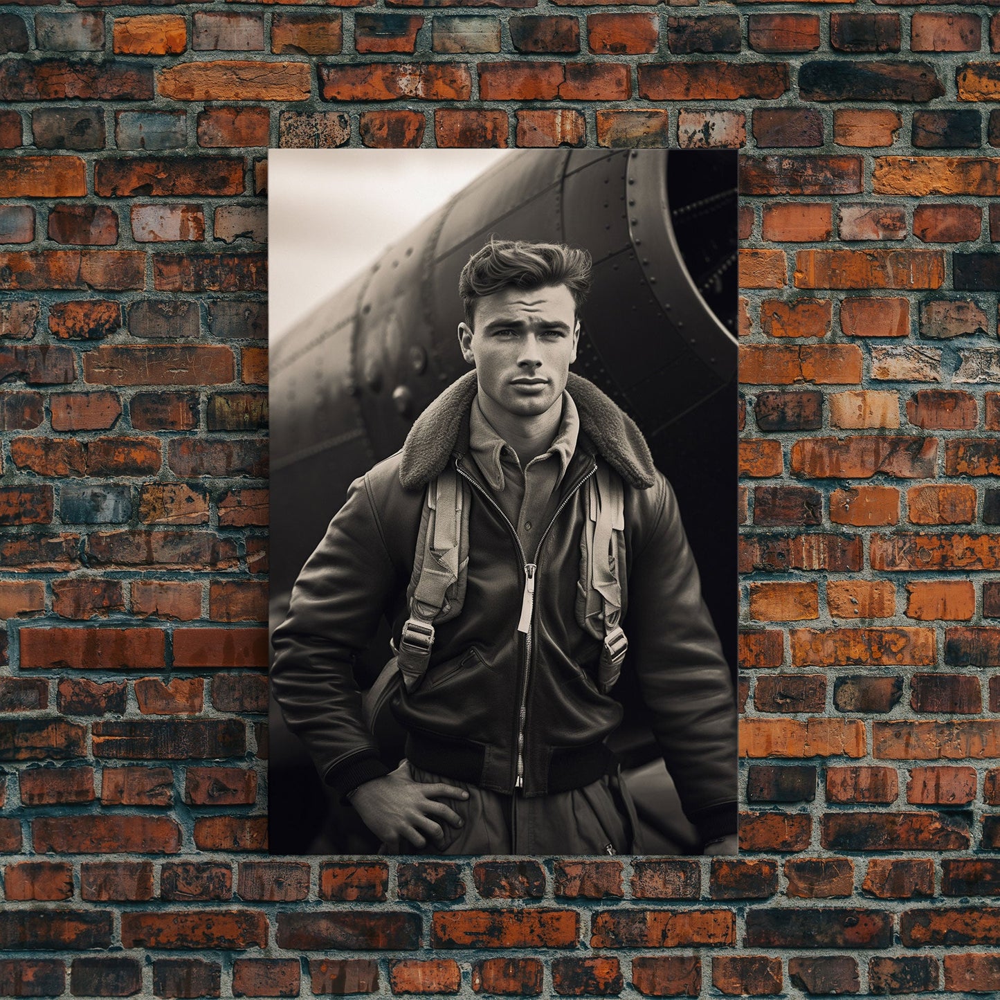 World War 2, Vintage Photo, Aviation Wall Art, Pilot Wall Art, Canvas Print, Wall Art, Vertical Print, Gift For Him, Office Wall Art