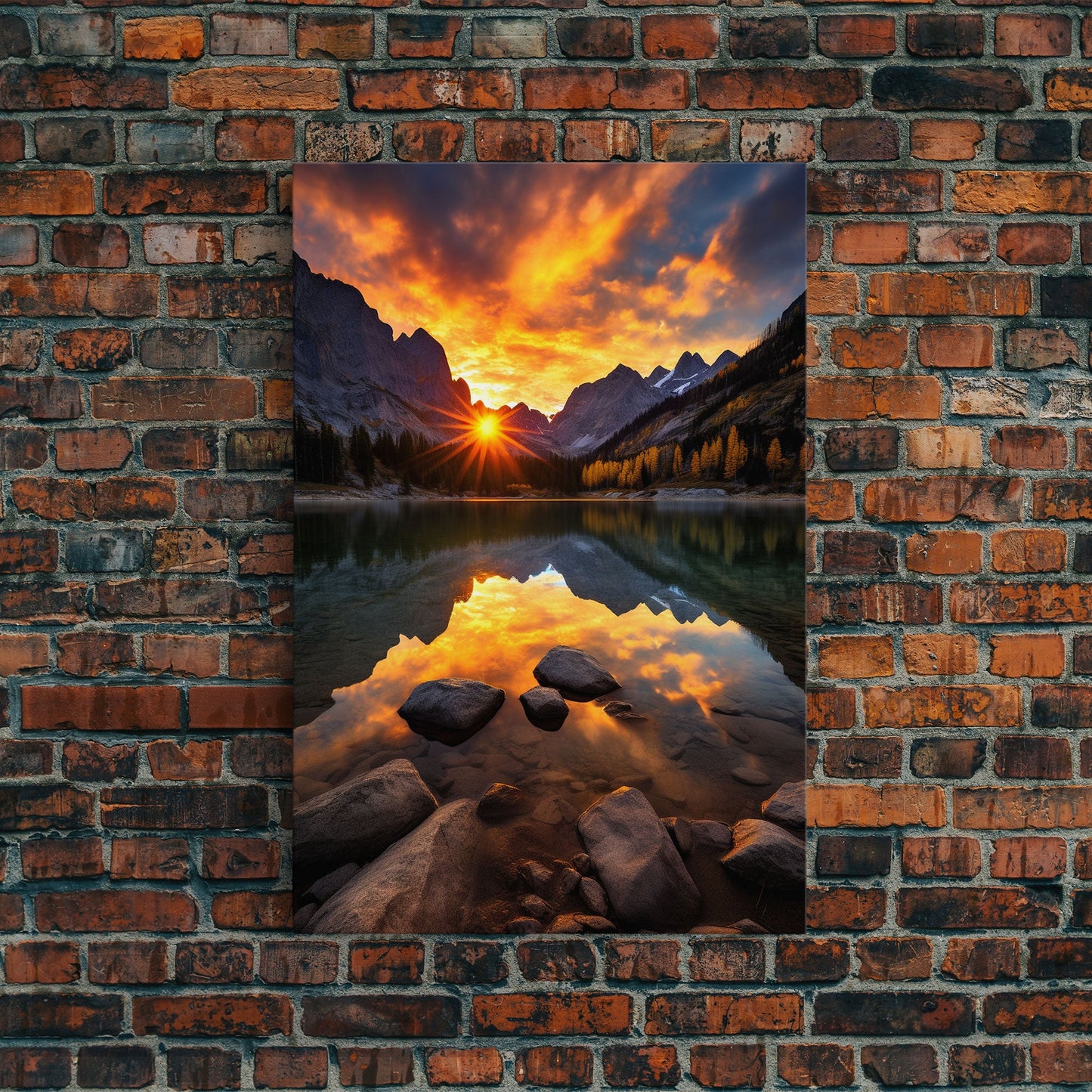 Lake Wall Art, Landscape Print, Nature Wall Art, Trees Wall Art, Canvas Print, Wall Art, Vertical Art, Congratulations Gift, Above Bed Art