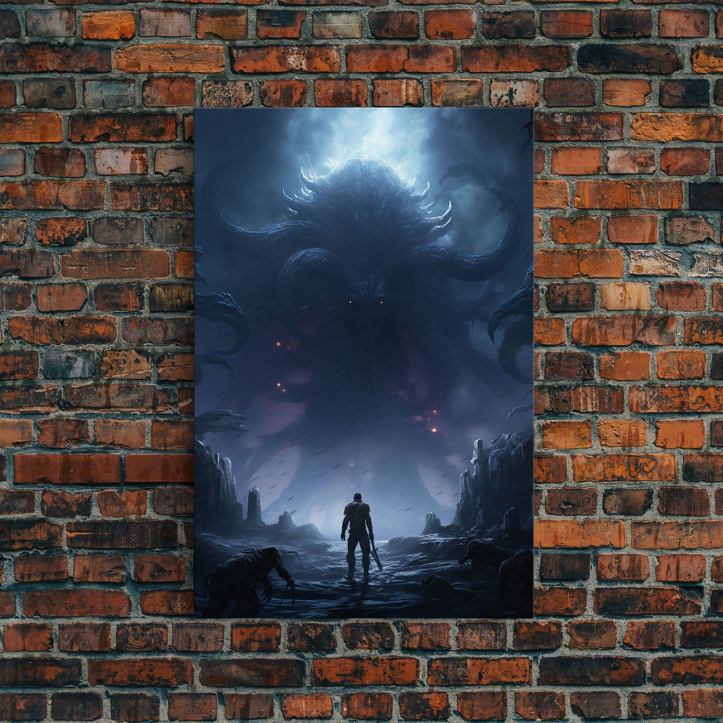 Apocalypse, Dark Art Print, dark fantasy art, Canvas Print, Wall Hanging, Portrait Art, Spooky Decor, Horror Home Decor, Unique Gift