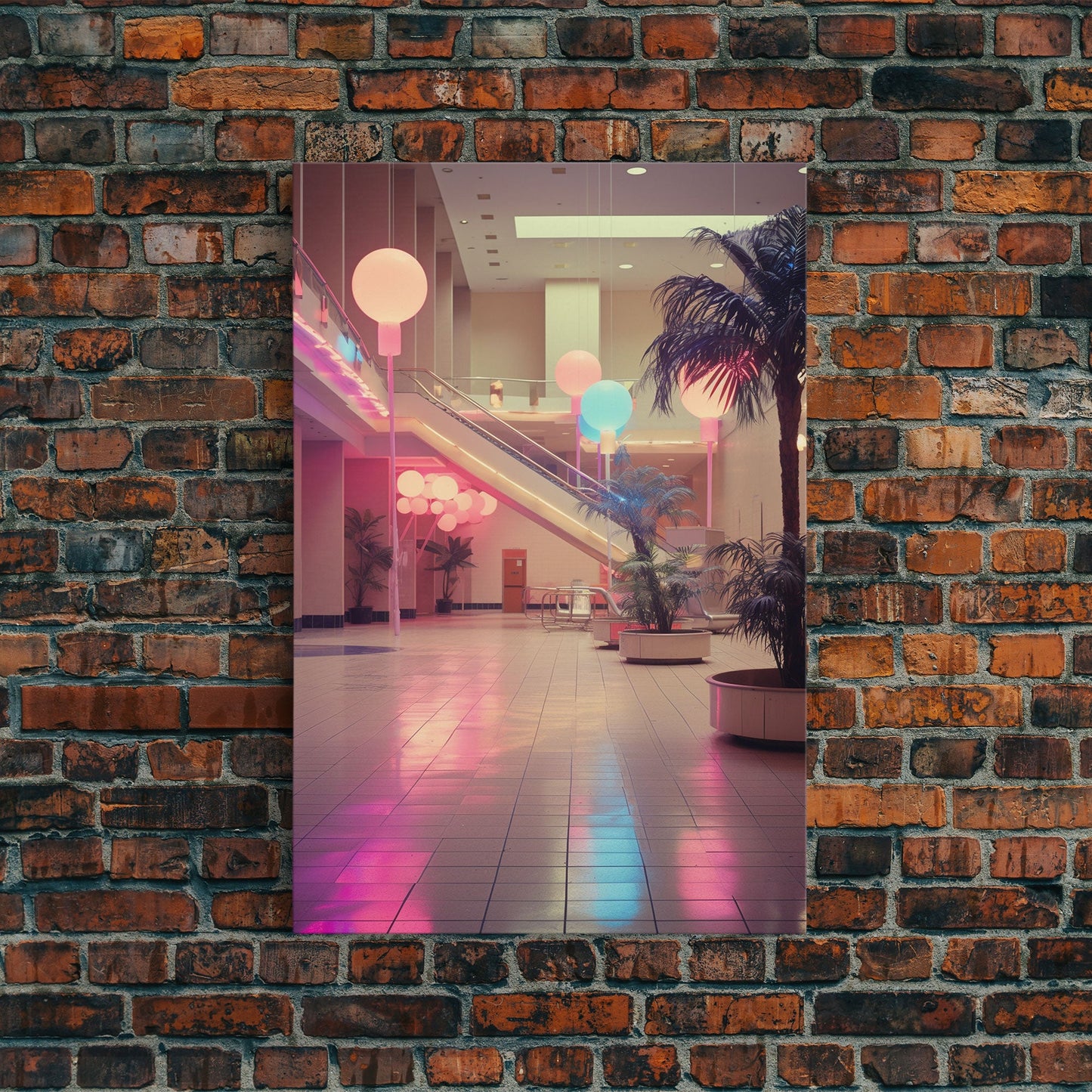 Photo Of A 1980s Mall, Framed Canvas Print, Liminal Spaces, Vaporwave Aesthetic Wall Art, Game Room Decor