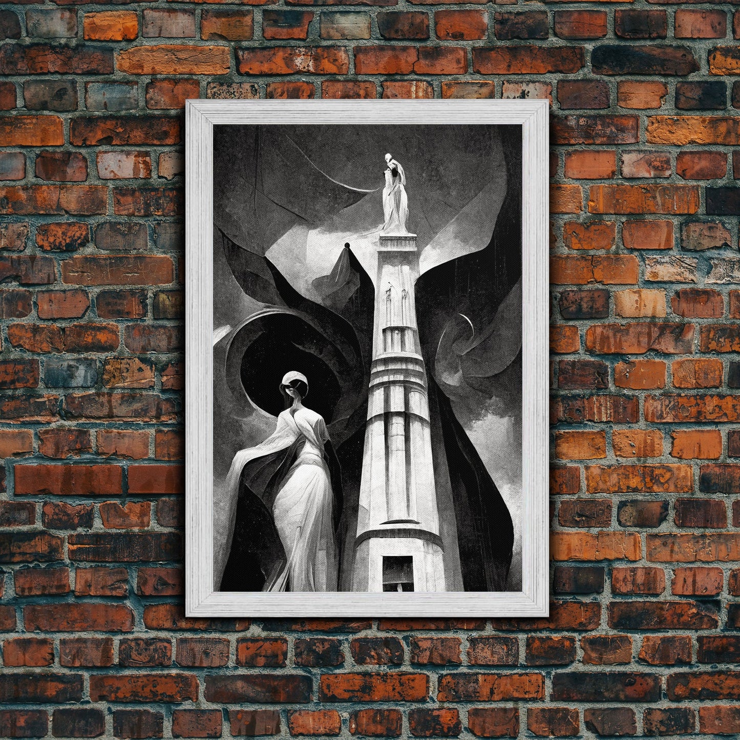 Vintage Style Art Deco Statue Study, Framed Canvas Print, Retro Style Wall Art, 1920s - 1930s style Art