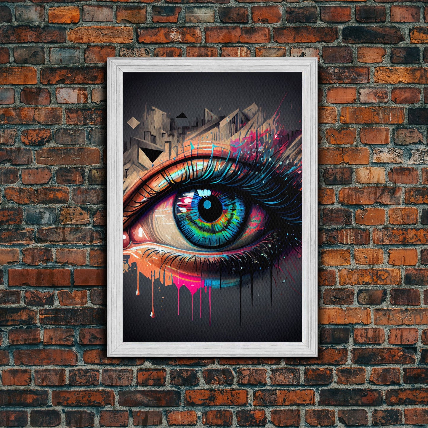 Vibrant Graffiti Style Eye Wall Art Canvas Print - Street Art Inspired Graphic Illustration Artwork