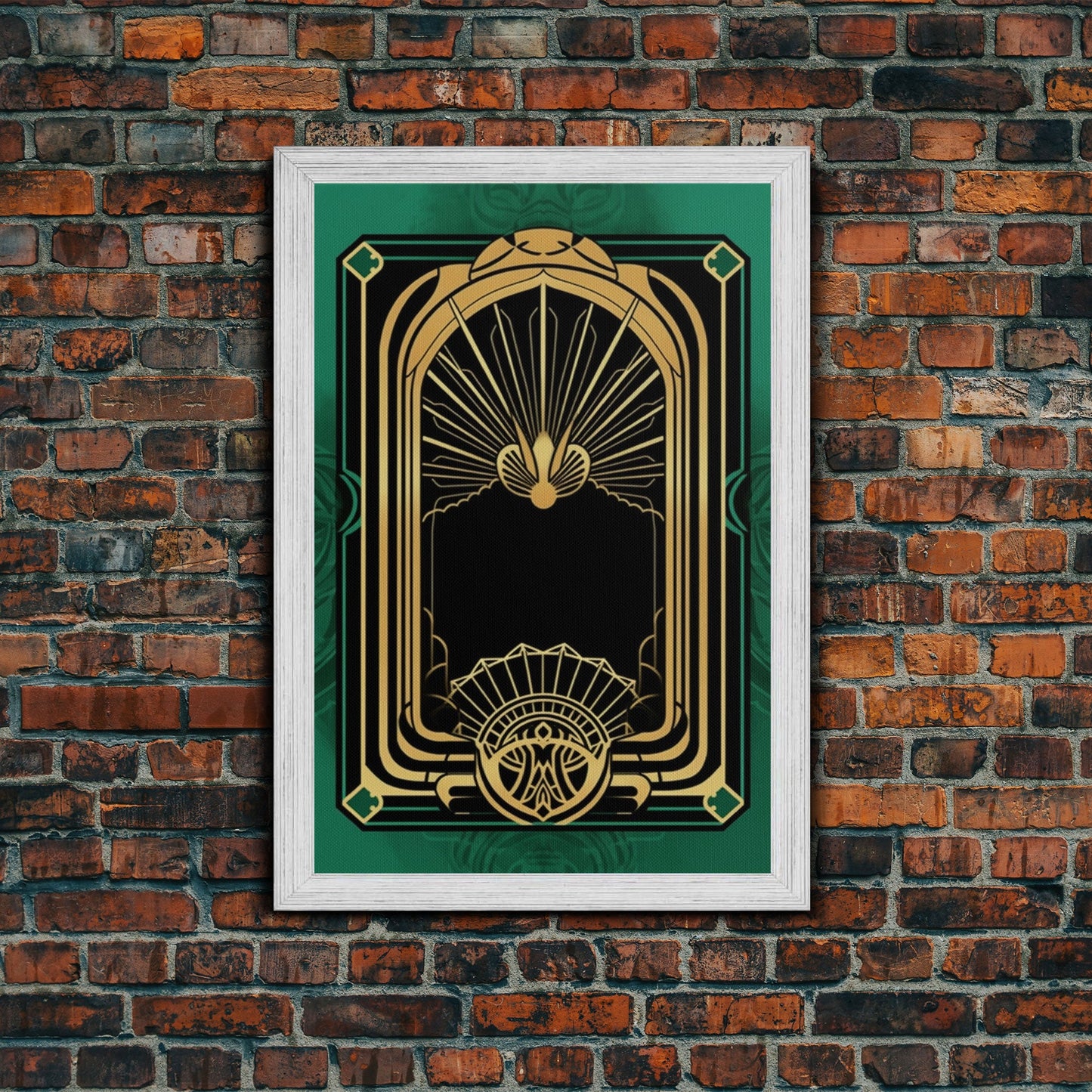 Art Deco Wall art, Framed Canvas Print, Art Deco, Gold & green art, Living room art, Abstract art, Beautiful art, Colorful painting
