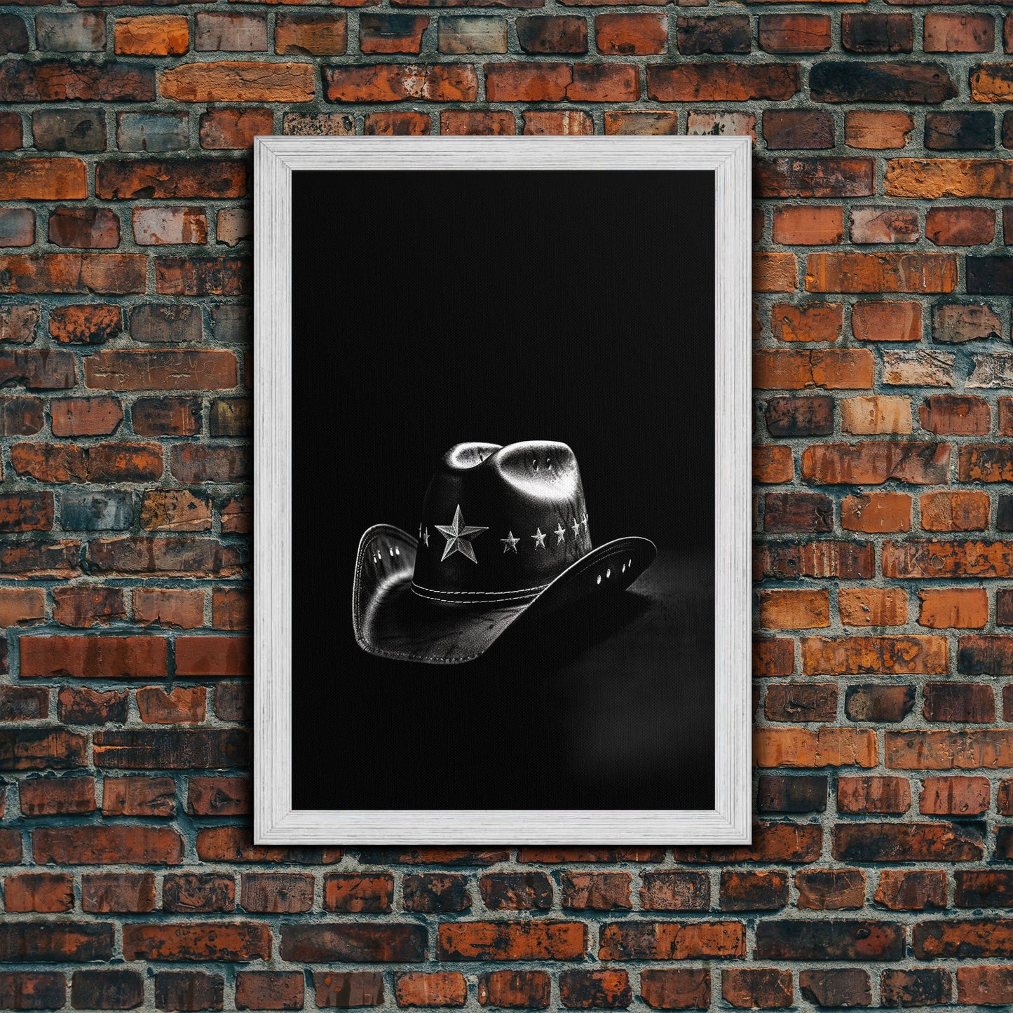Cowboy Hat Print, Western Wall Art, Black And White, Texas Art, Minimalist Art, Wall Decor, Canvas Art, Wall Art, Framed Canvas Wall Decor