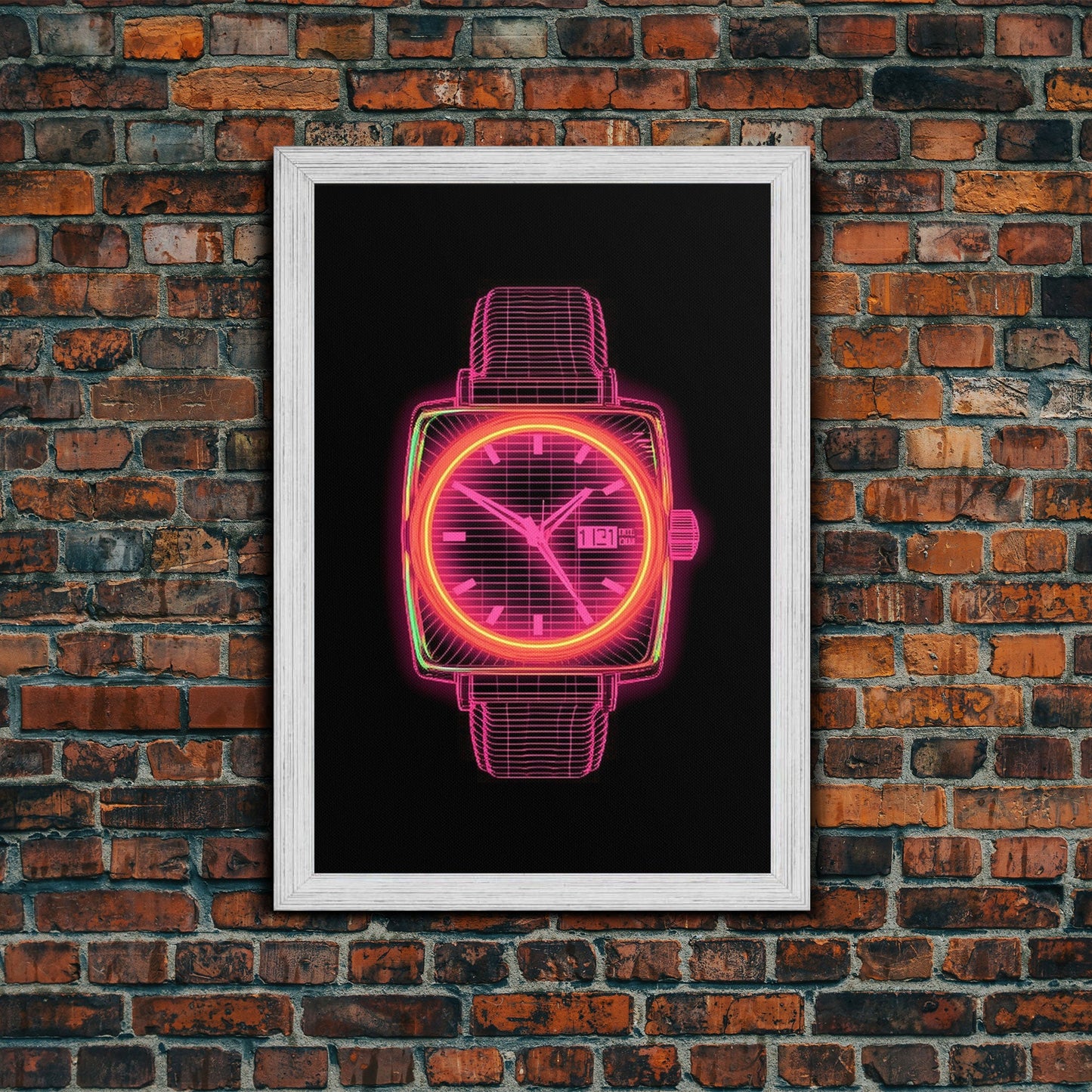 Vaporwave Wrist Watch Wall Decor, Vibrant Watch Wall Art, Minimalist Print, Wall Decor, Canvas Print, Wall Art, Framed Canvas