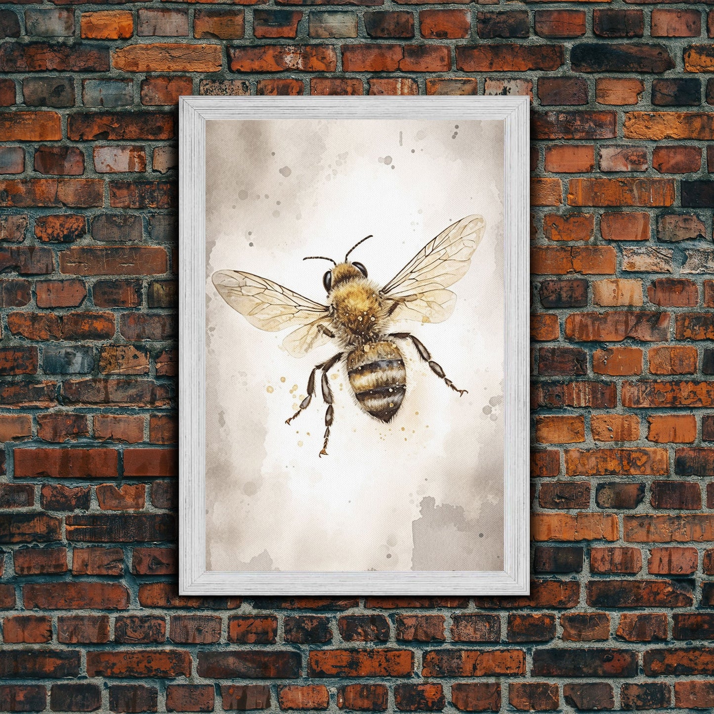 Honey Bee Wall Art, Insect Wall Decor, Nature Art, Bee Painting, Minimalist Wall Art, Wall Decor, Canvas Print, Wall Art, Framed Canvas Art