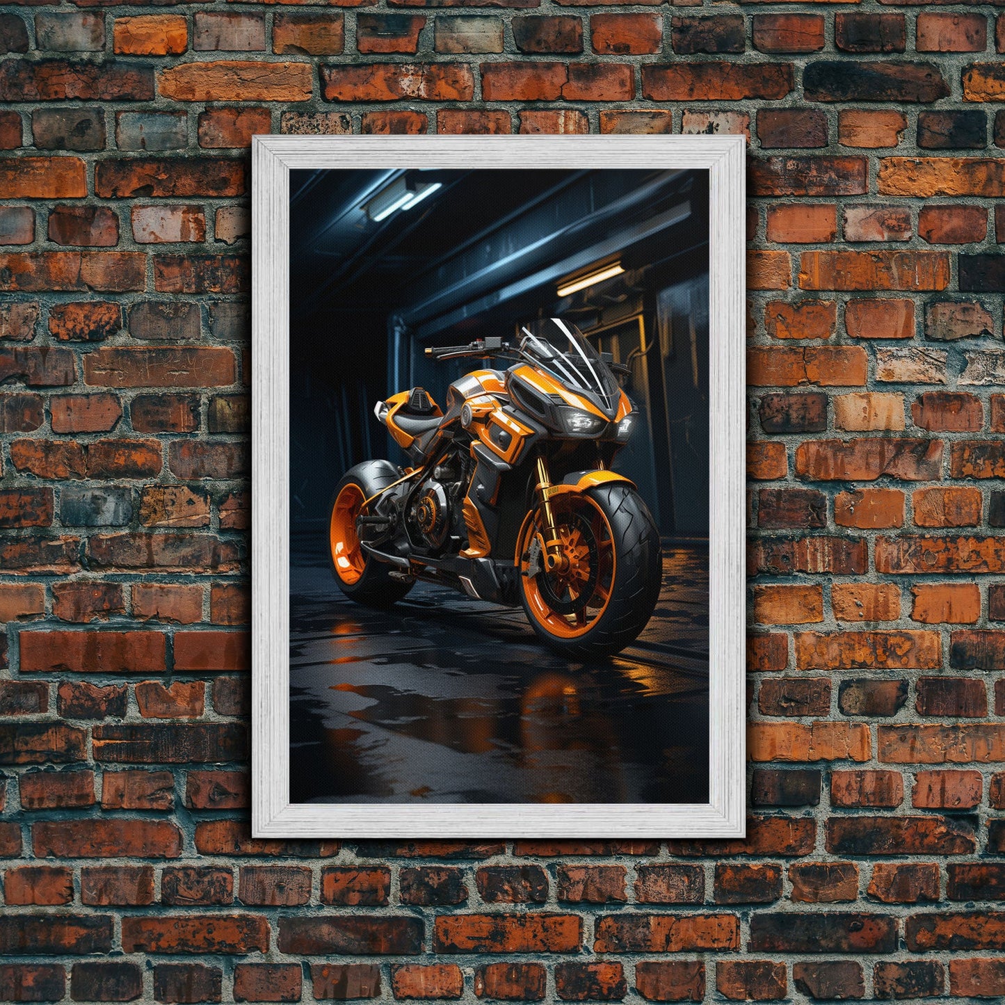 Futuristic Cyberpunk Motorcycle Concept Art, Sport Bike Canvas Print