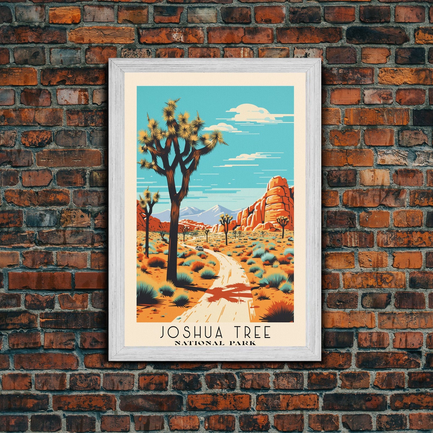 Joshua Tree National Park California Travel Art, National Park Print, Minimalist Travel Art, Midcentury Modern Style Landscape Painting